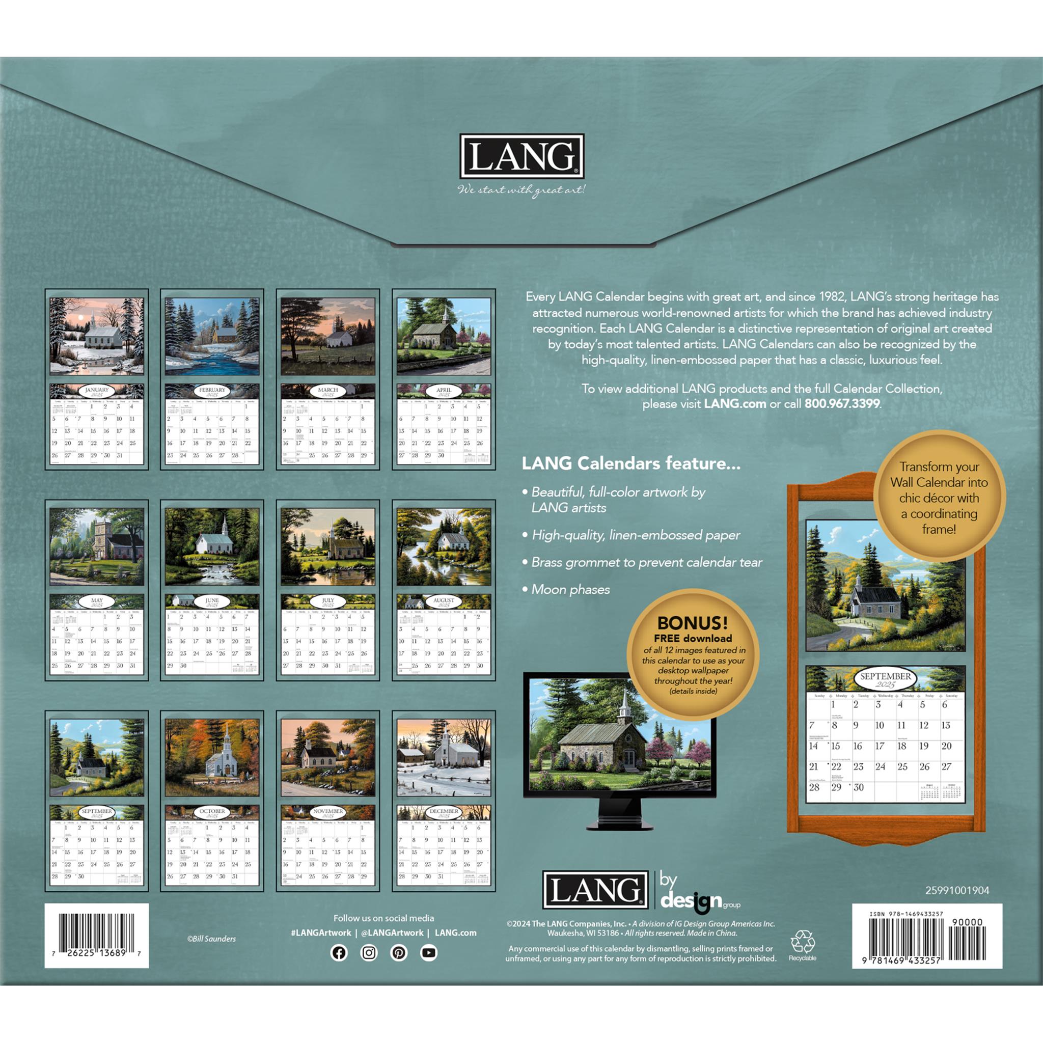 Country Churches Wall 2025 Calendar - Online Exclusive