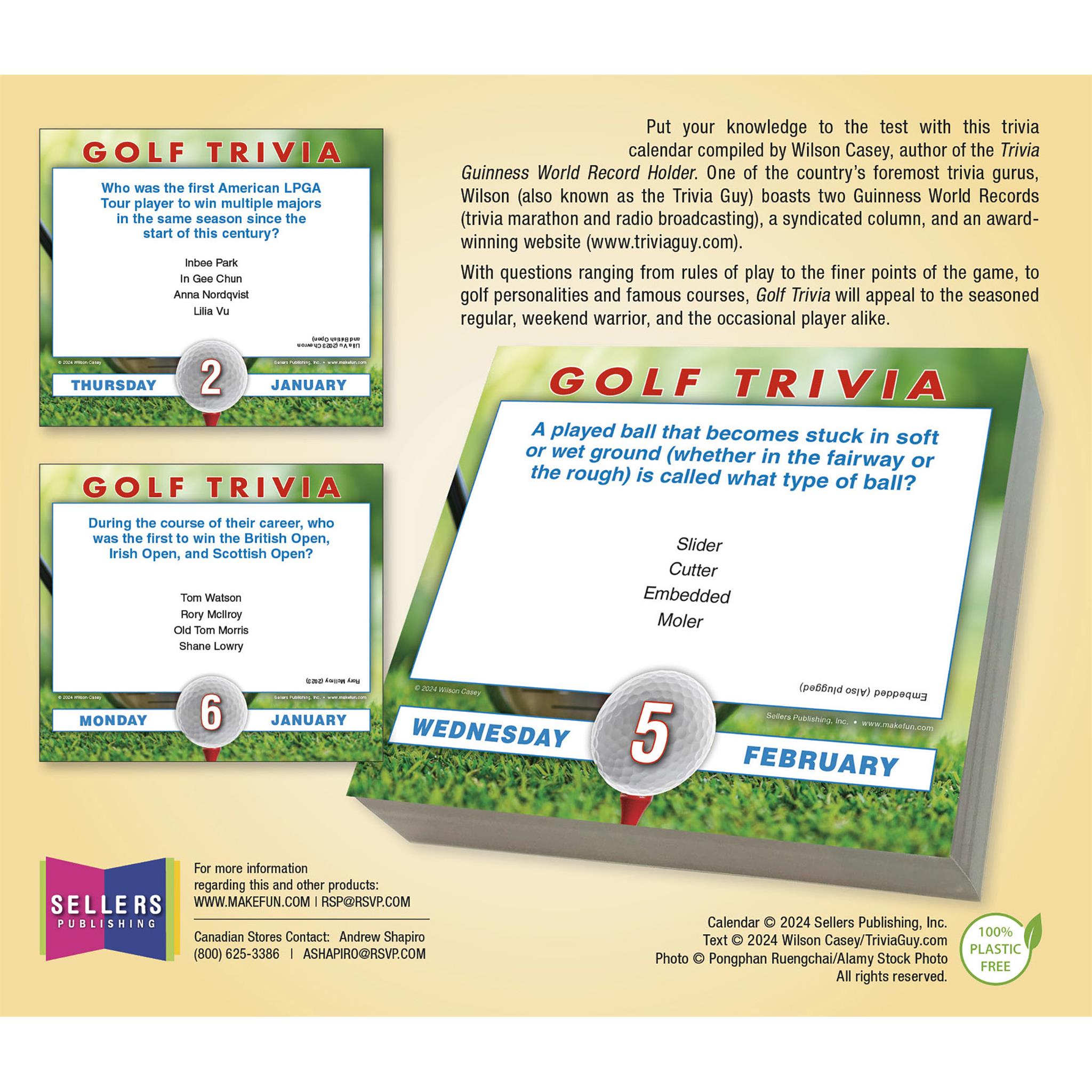 Golf Trivia Challenge Box 2025 Calendar - Online Exclusive