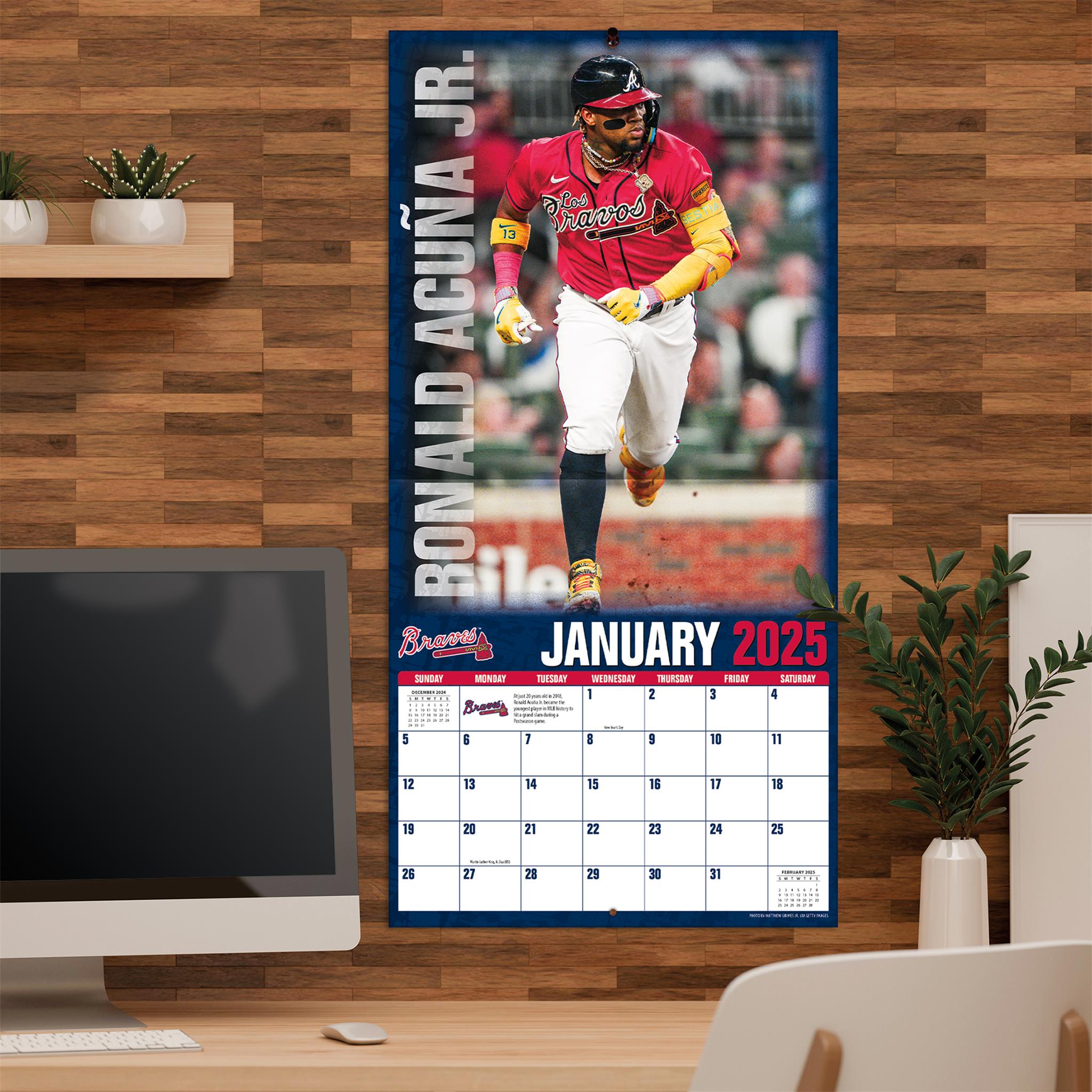 MLB Atlanta Braves Ronald Acuna Jr Wall 2025 Calendar - Online Exclusive