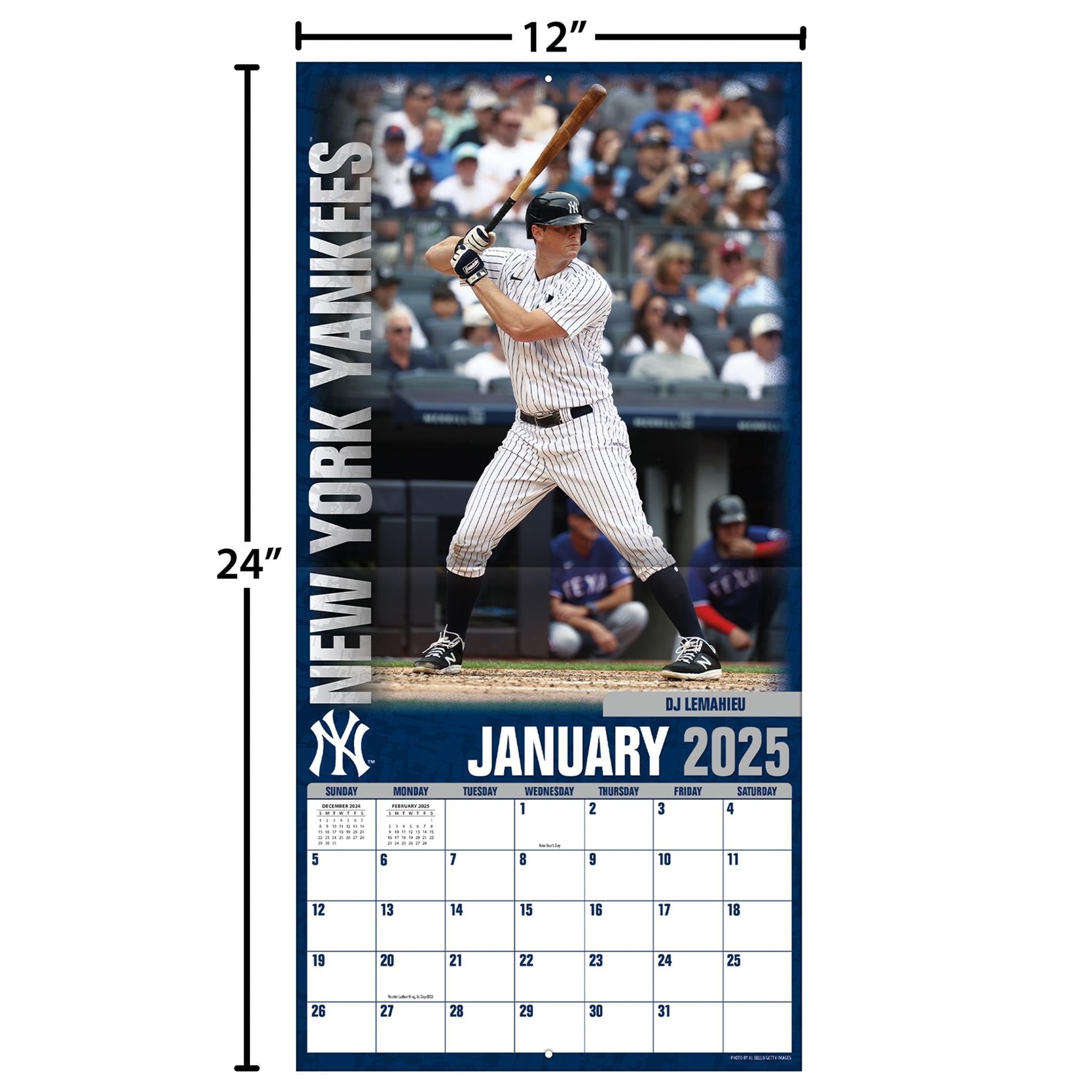 MLB New York Yankees Wall 2025 Calendar