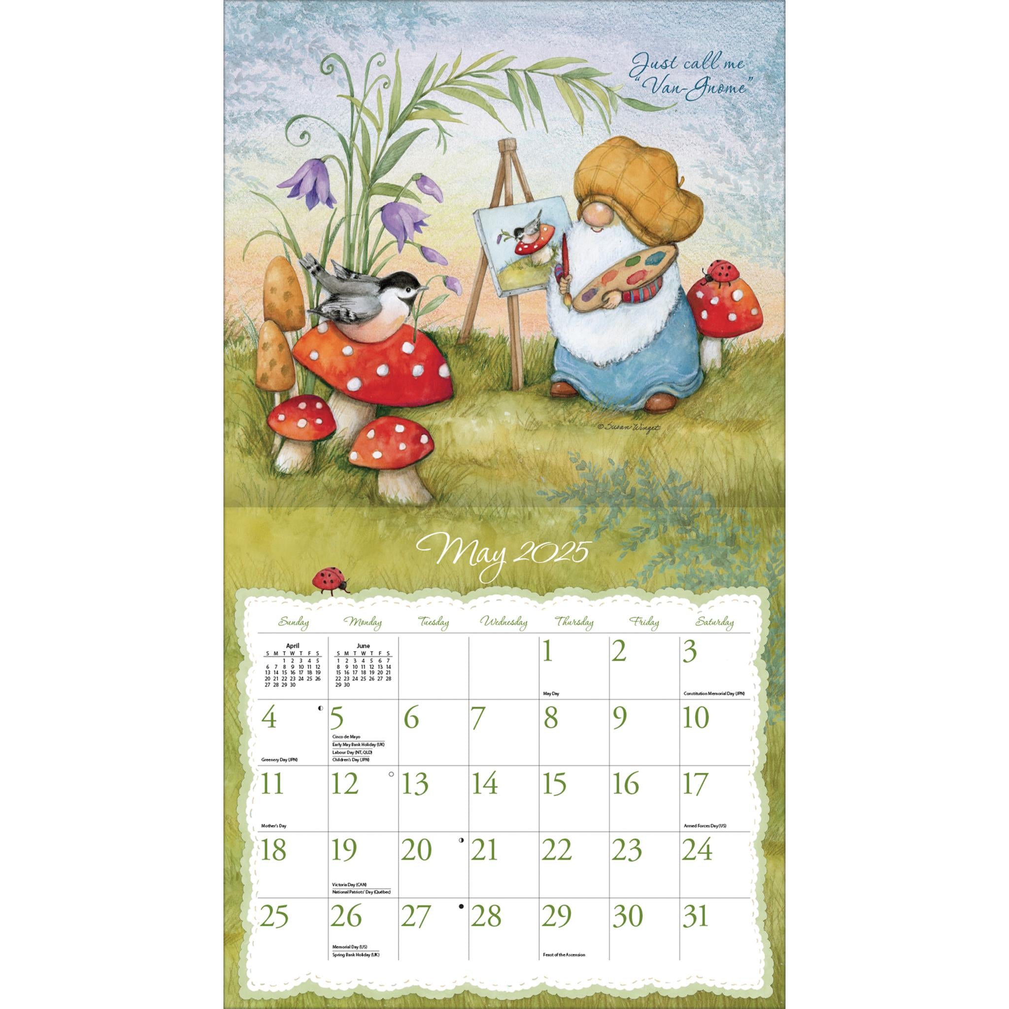 Gnome Sweet Gnome Special Edition with Print Wall 2025 Calendar