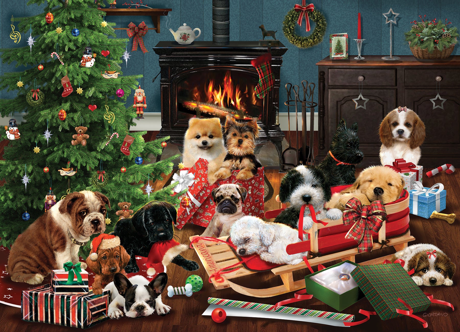 Christmas Puppies 1000 Piece Puzzle - Online Exclusive