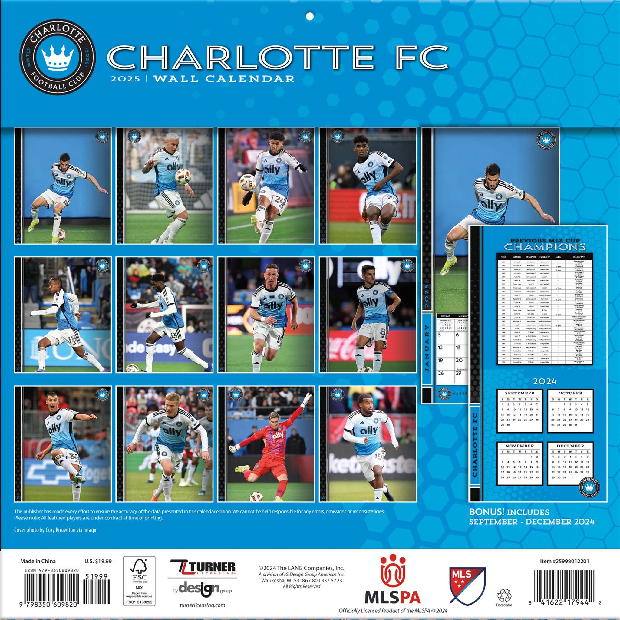 MLS Charlotte Wall 2025 Calendar - Online Exclusive