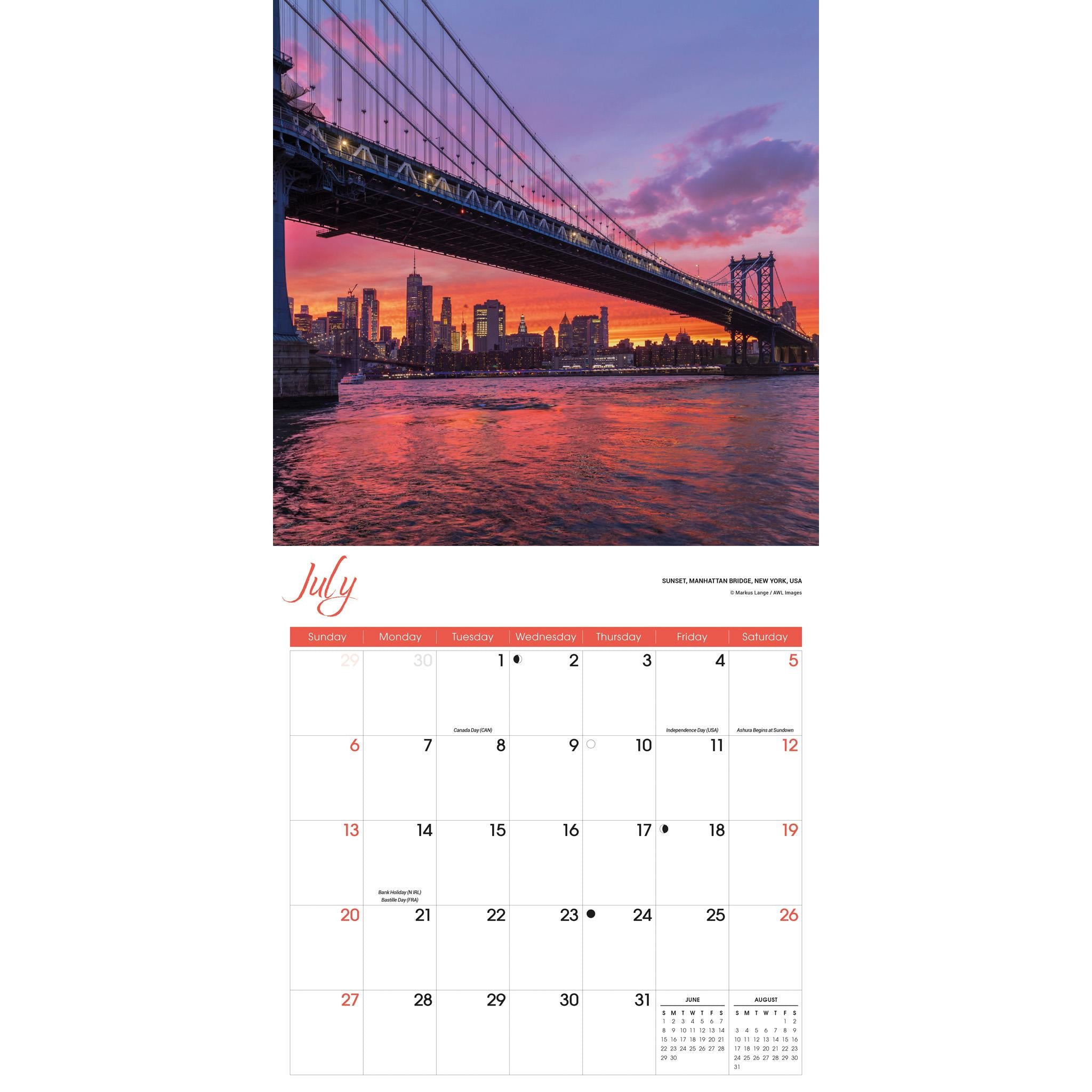 Sunrise Sunset Wall 2025 Calendar