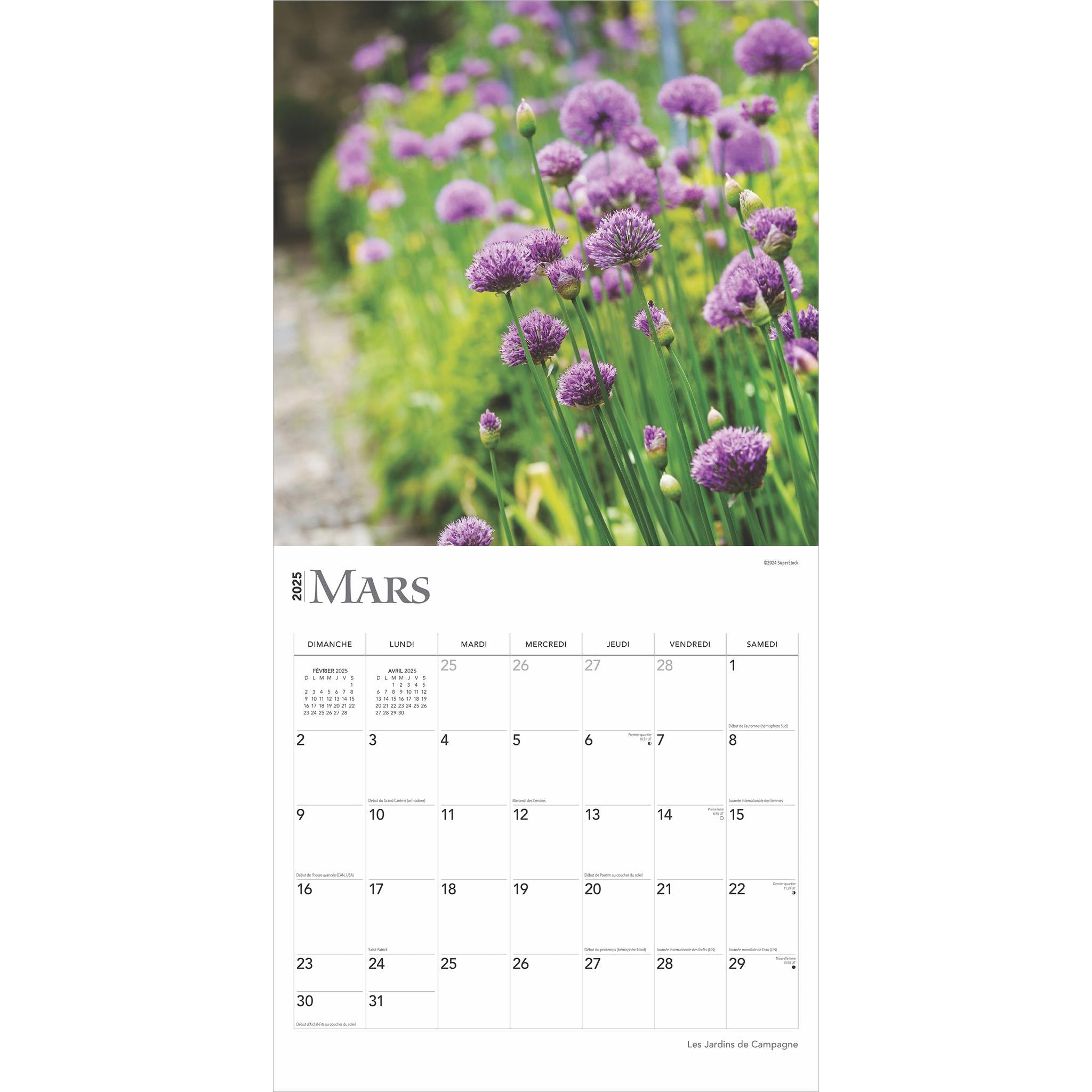 Les Jardins De Campagne Wall 2025 Calendar (French)