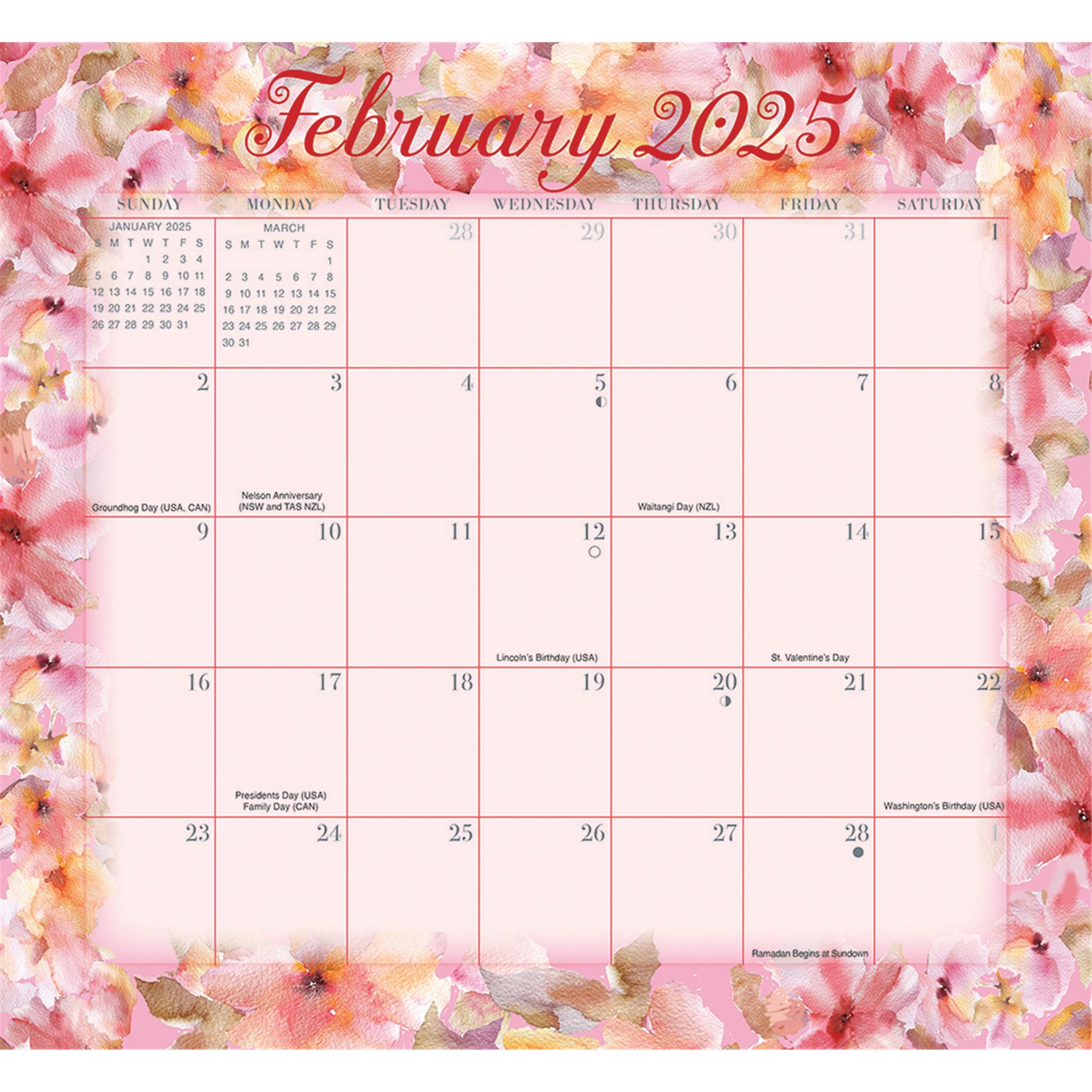 Floral Jumbo Magic Grip Wall 2025 Calendar