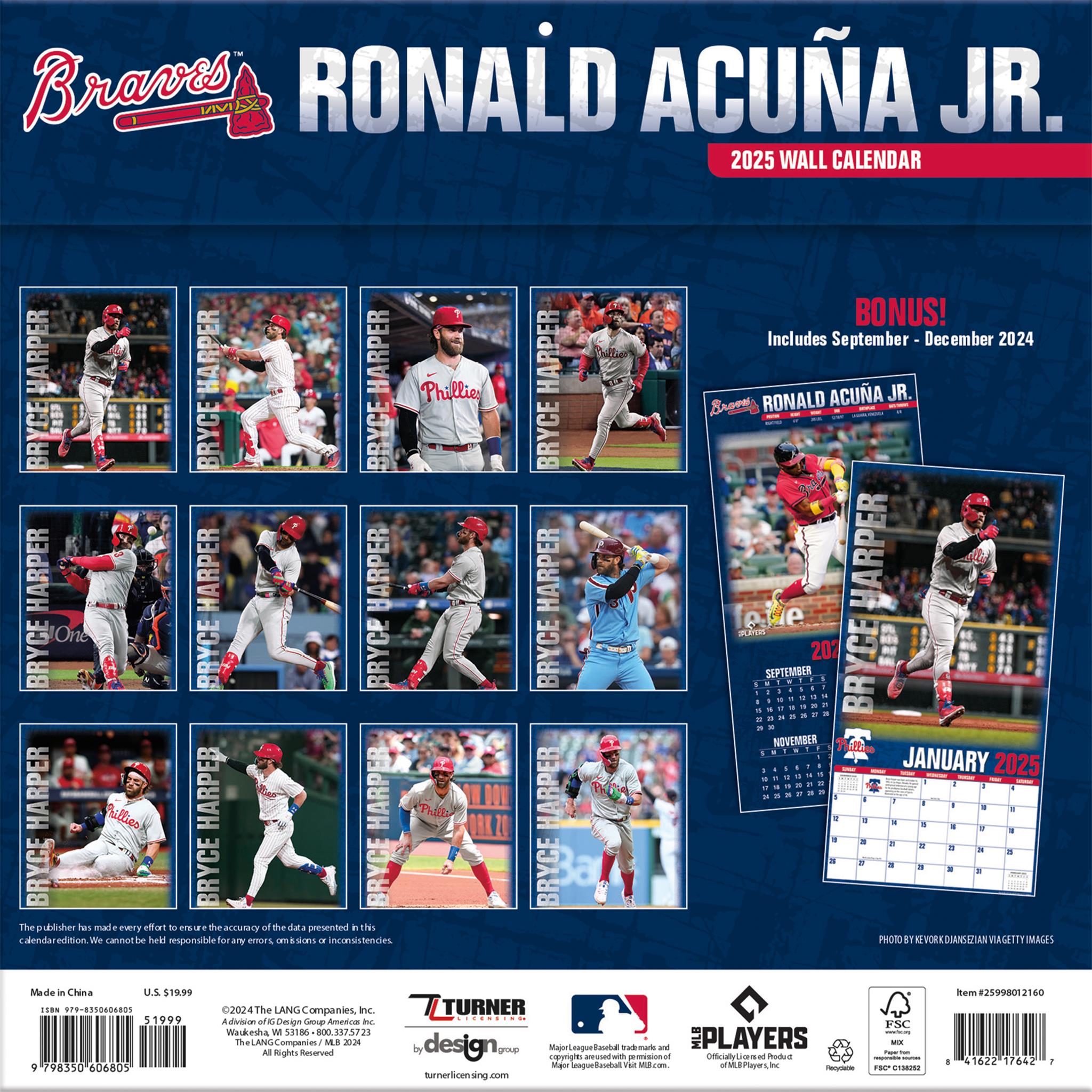 MLB Atlanta Braves Ronald Acuna Jr Wall 2025 Calendar - Online Exclusive