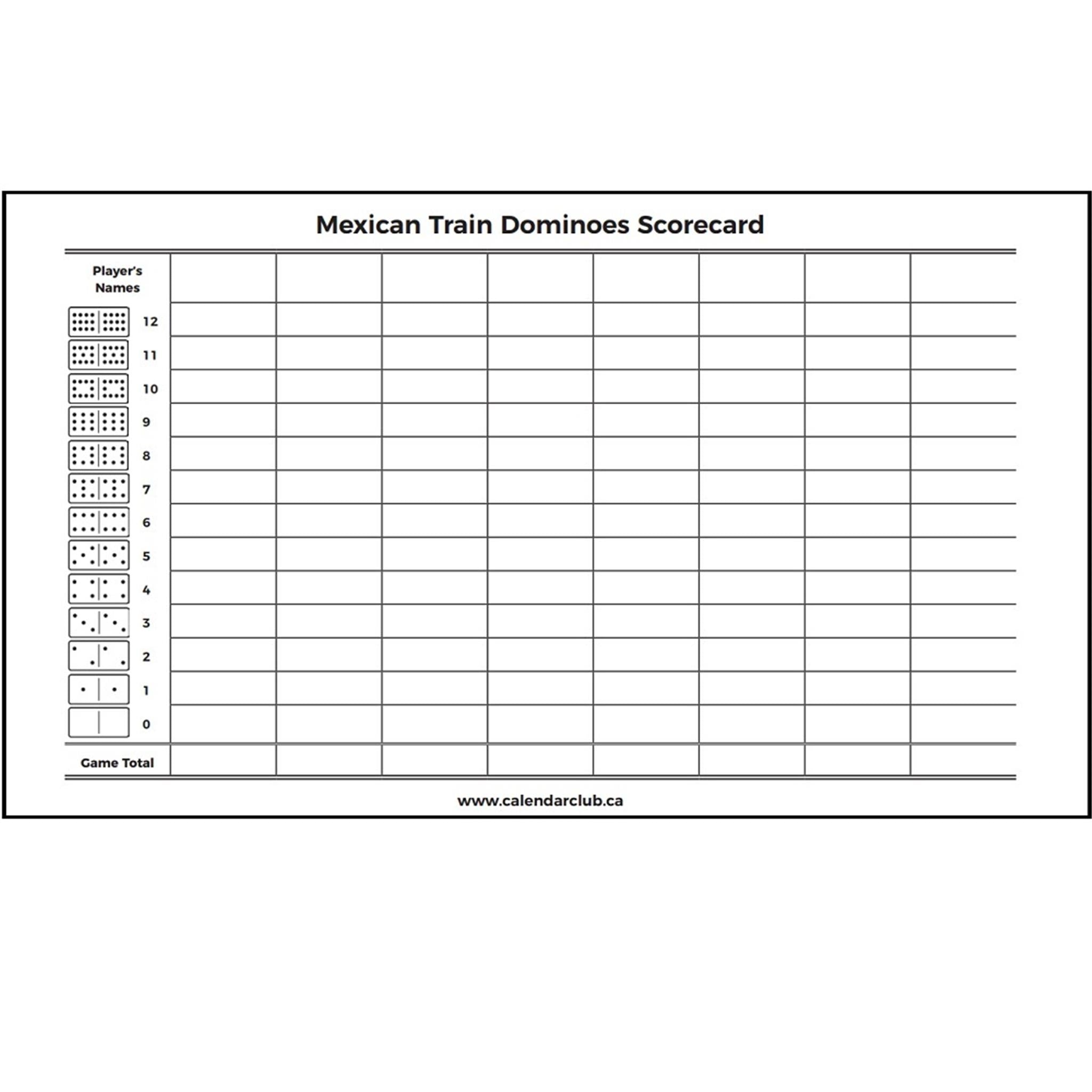 Mexican Train Score Pad