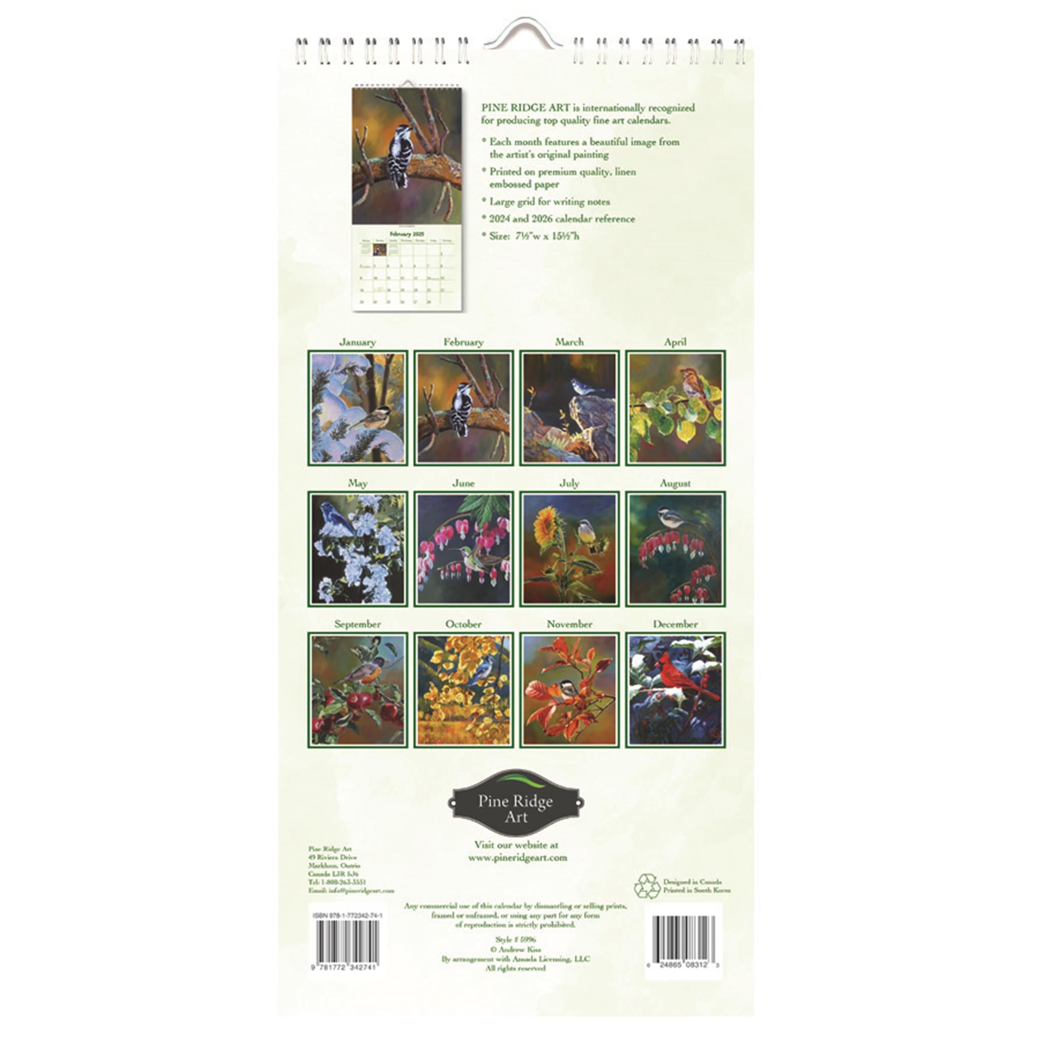 Feathered Friends Slim 2025 Calendar