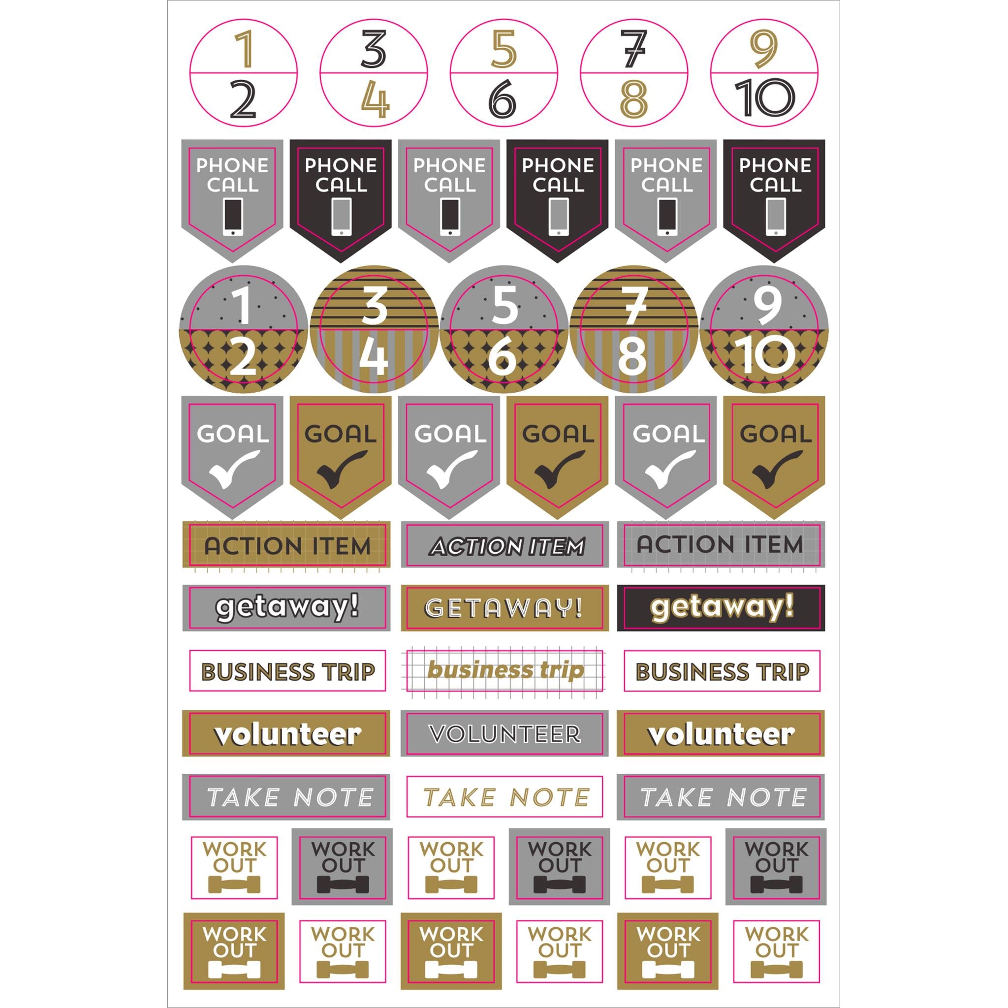 Black and Gold Essentials Planner Stickers