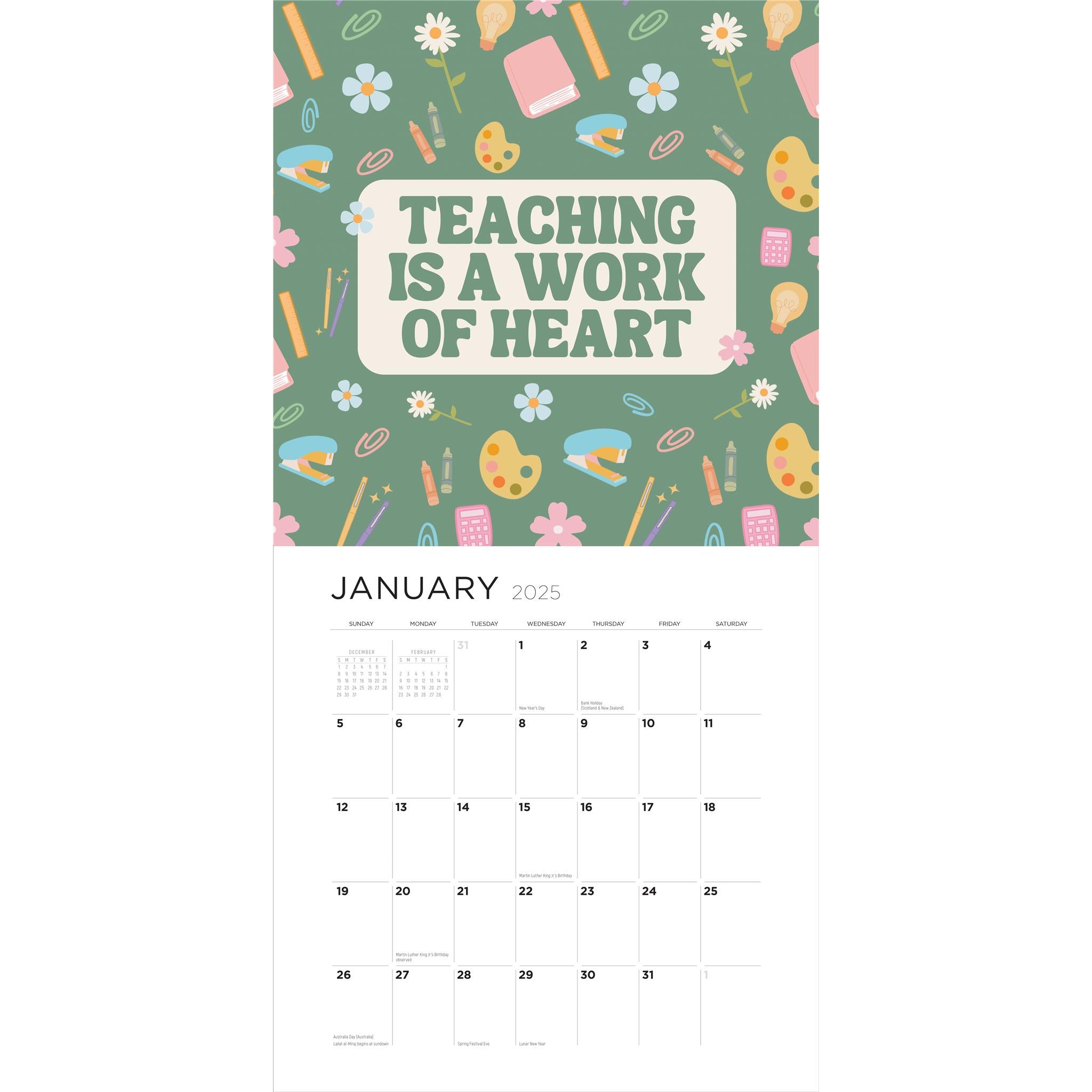 Teaching Is A Work Of Heart Wall 2025 Calendar - Online Exclusive