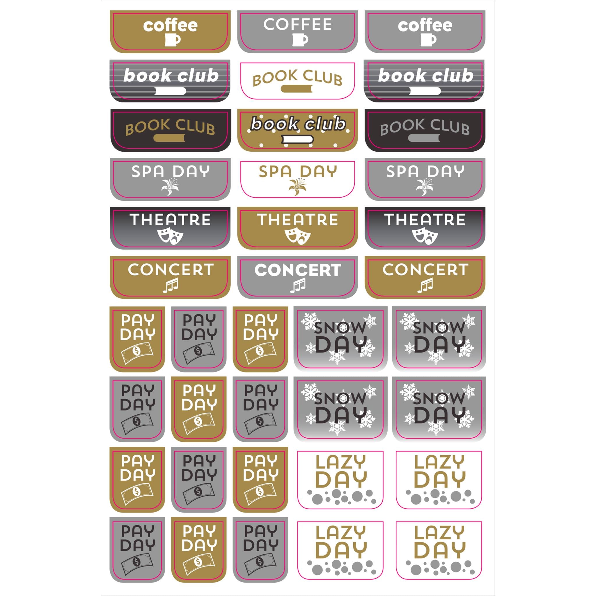 Black and Gold Essentials Planner Stickers