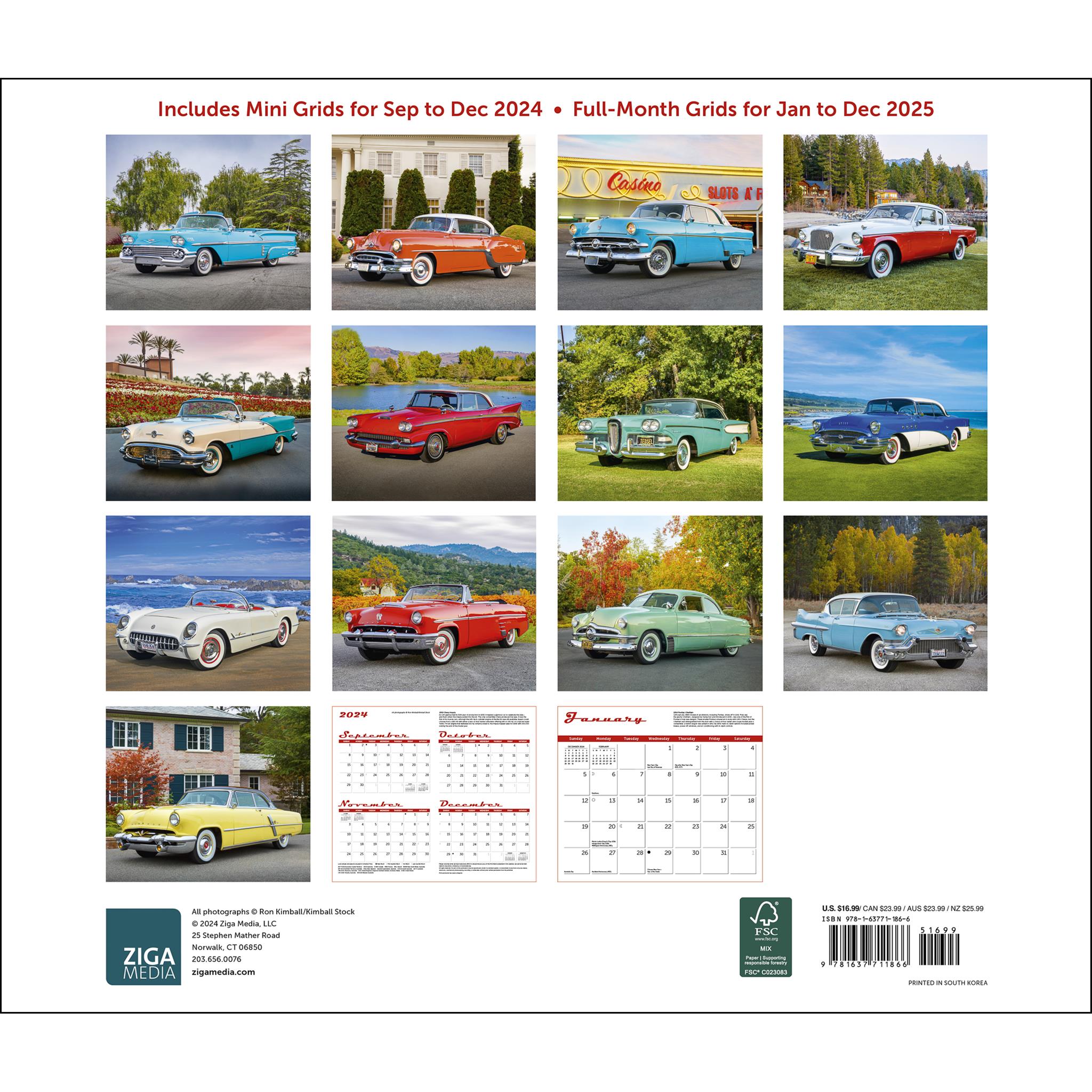 Classic Cars Wall 2025 Calendar