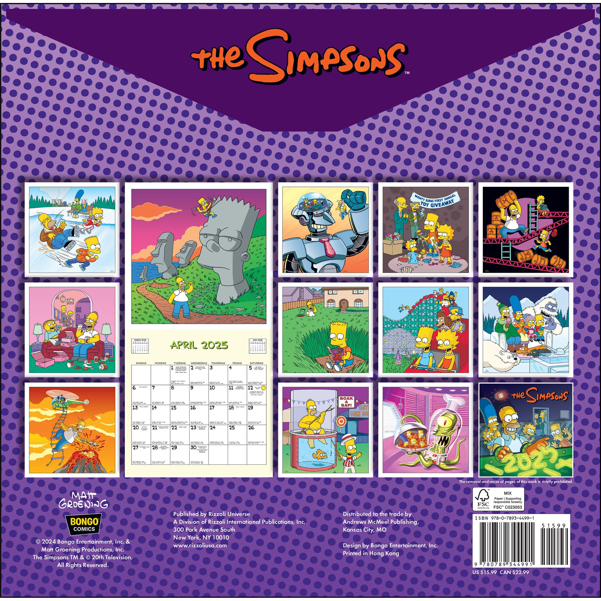 Simpsons Wall 2025 Calendar