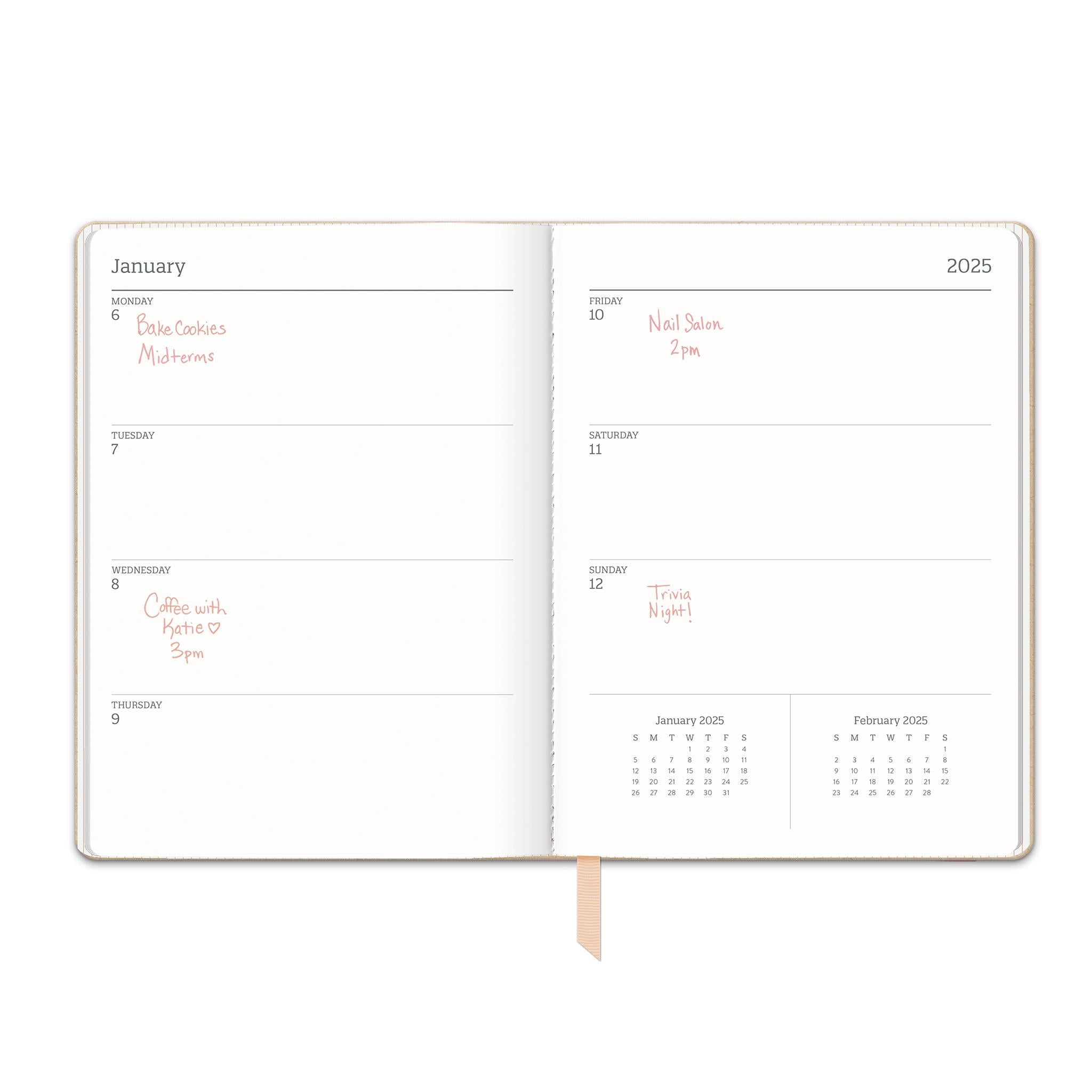 Flowers On Rose Quartz Large Dual-Textured Planner 2025 Calendar