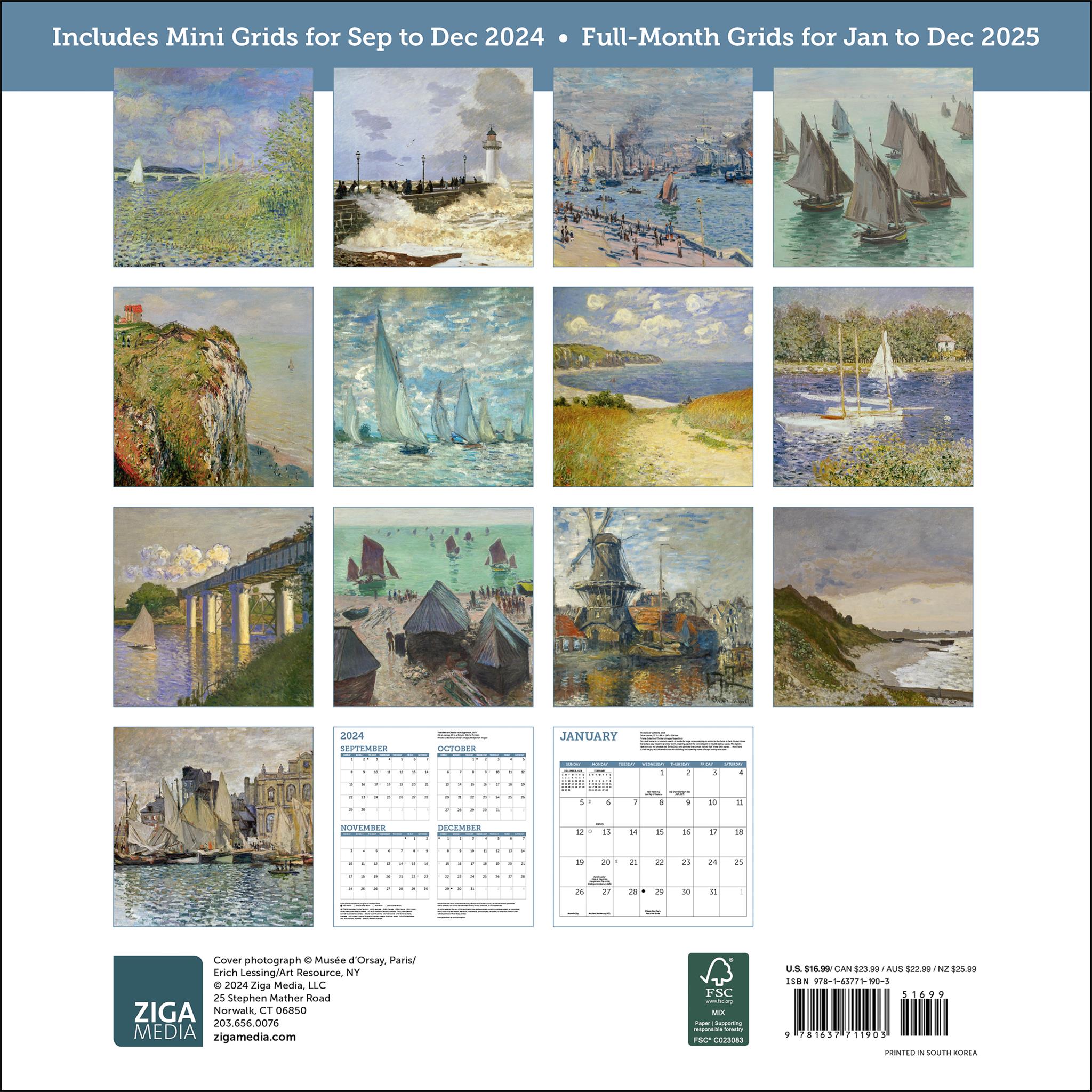 Monet At Sea Wall 2025 Calendar