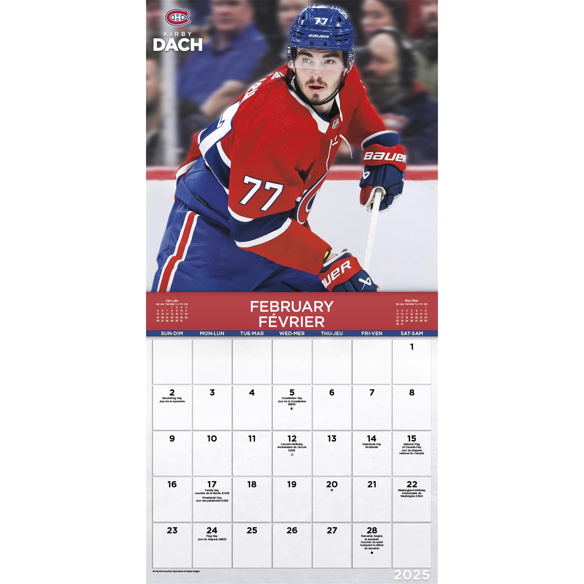 Montreal Canadiens Bilingual Wall 2025 Calendar