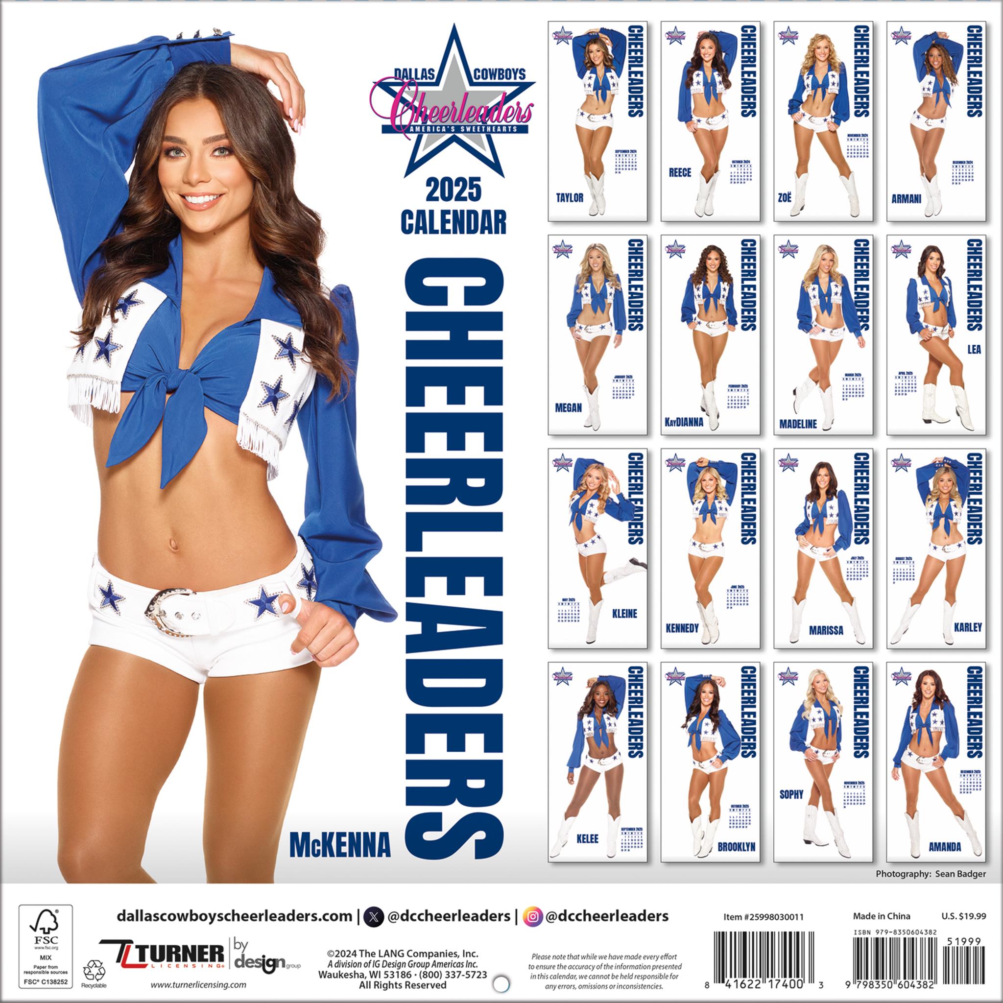 NFL Dallas Cowboys Cheerleaders Wall 2025 Calendar - Online Exclusive