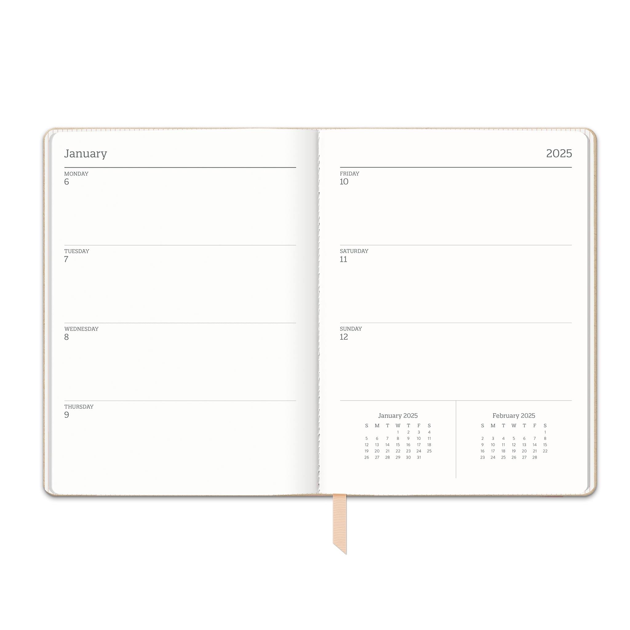 Flowers On Rose Quartz Large Dual-Textured Planner 2025 Calendar