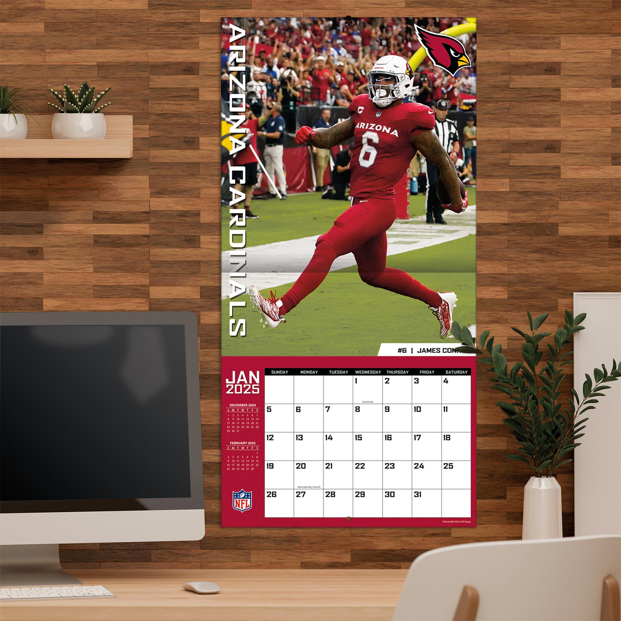 NFL Arizona Cardinals Wall 2025 Calendar - Online Exclusive