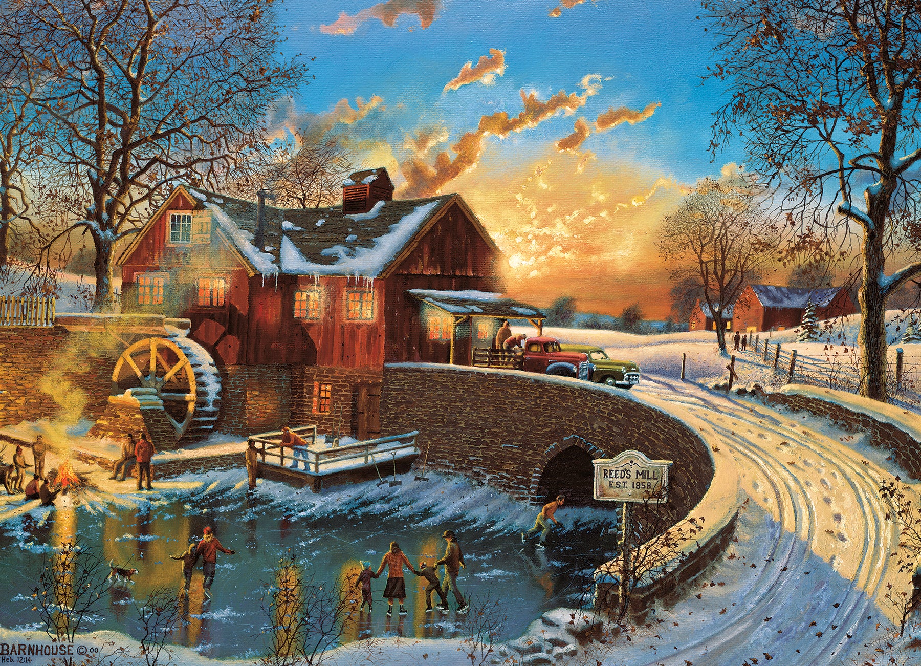 Mill Pond Skating Party Exclusive 1000 Piece Puzzle