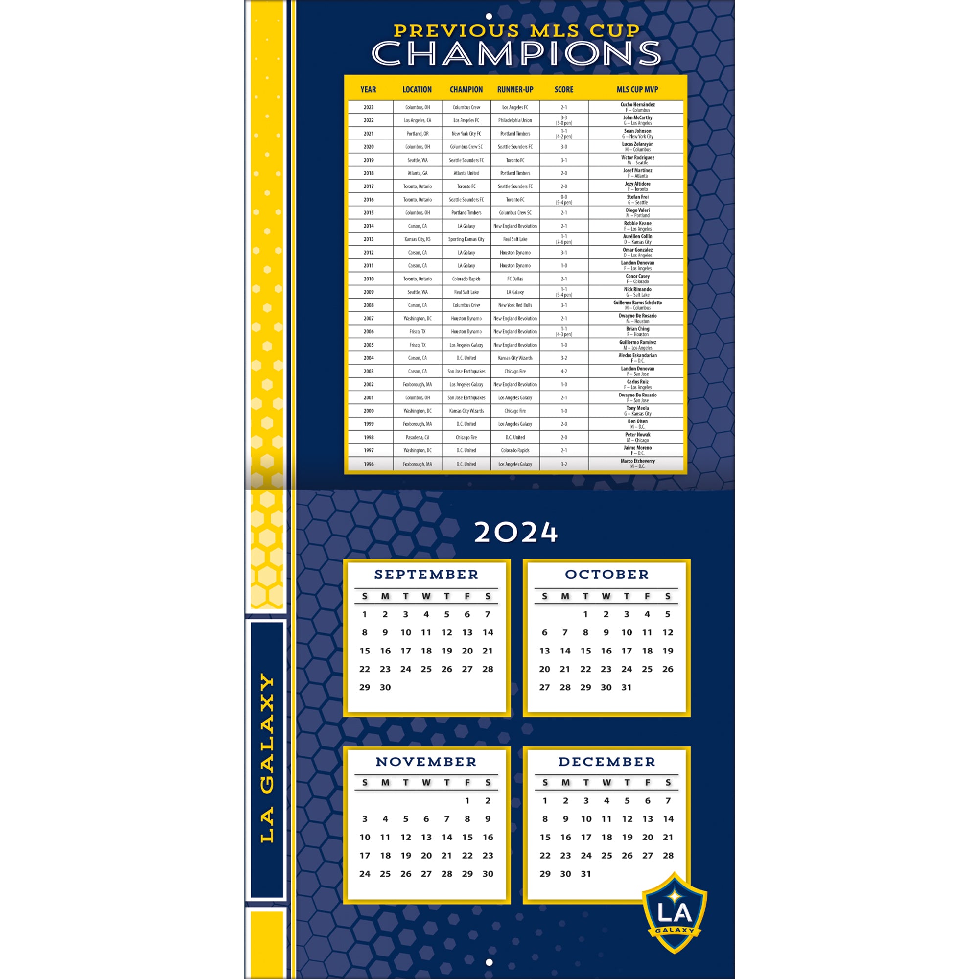 MLS LA Galaxy Wall 2025 Calendar - Online Exclusive