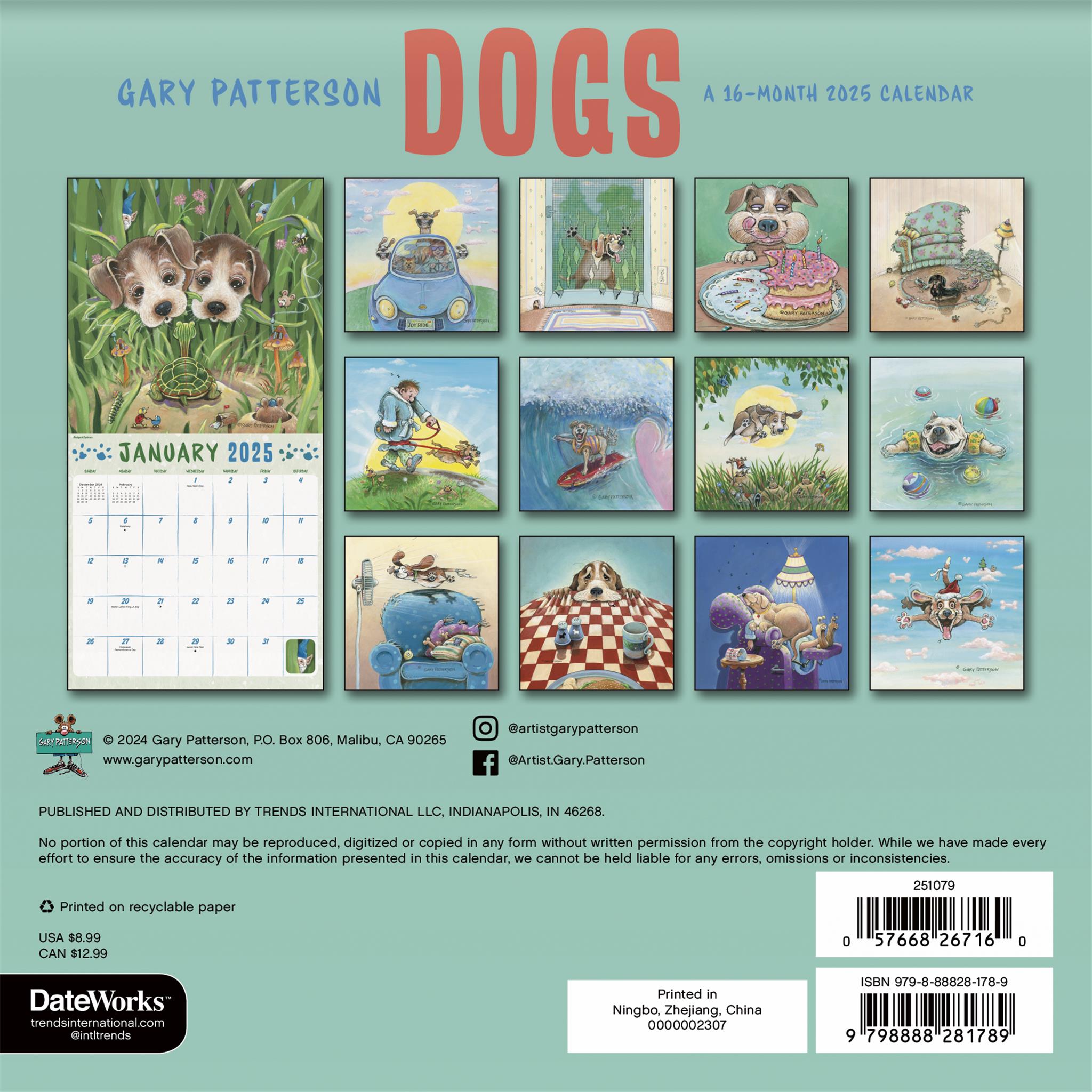 Dogs Gary Patterson Mini 2025 Calendar - Online Exclusive