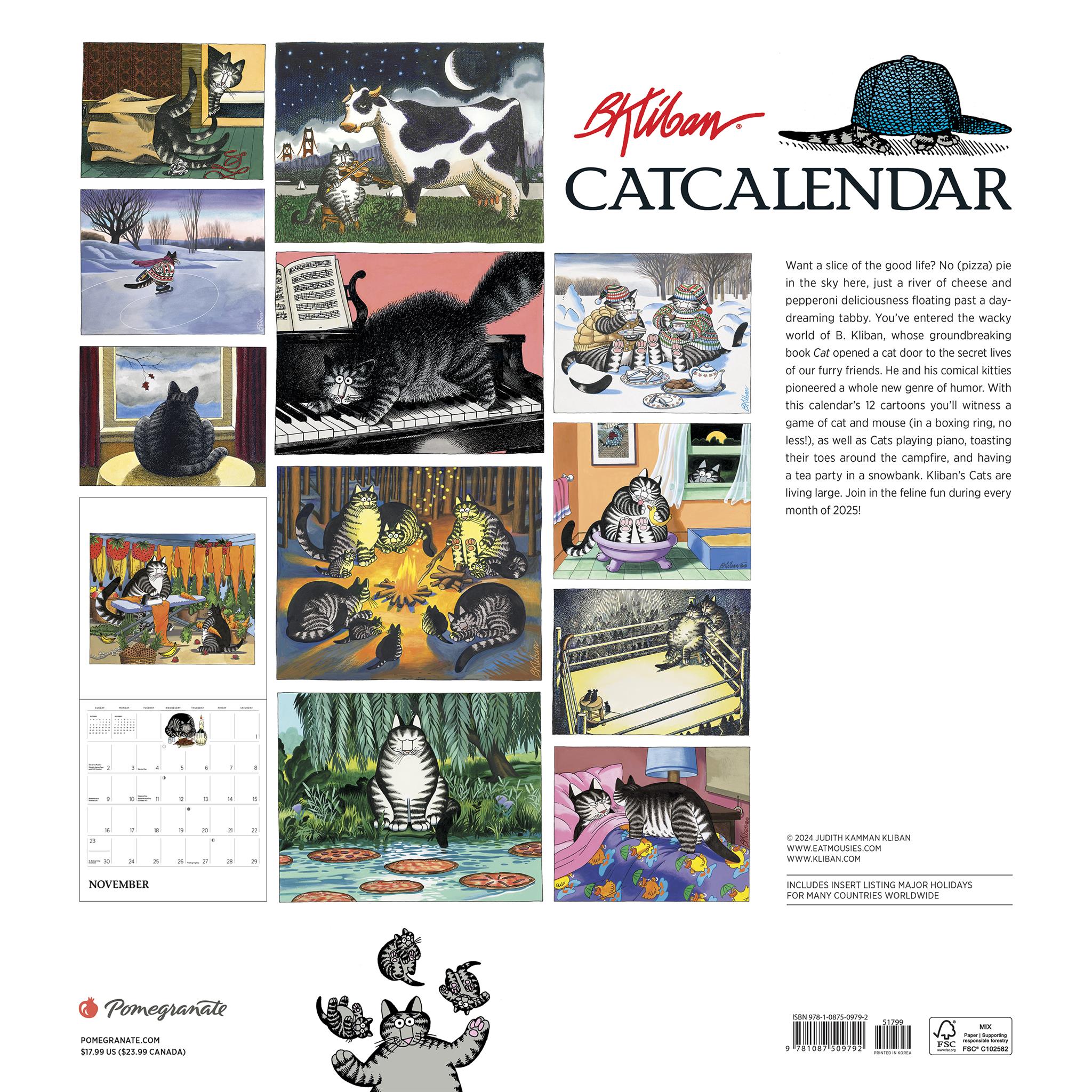 B Kliban Cat Special Edition Wall 2025 Calendar