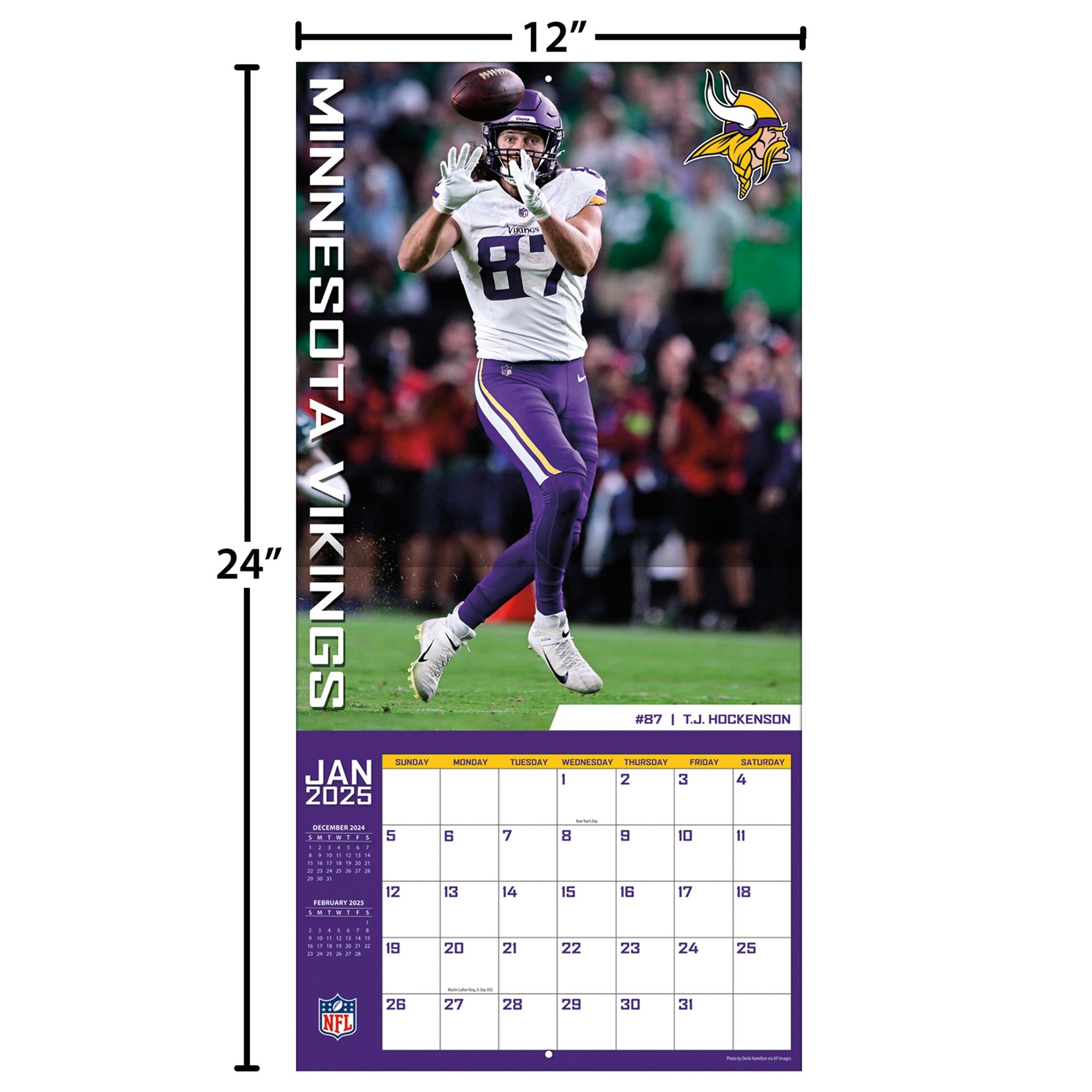 NFL Minnesota Vikings Wall 2025 Calendar