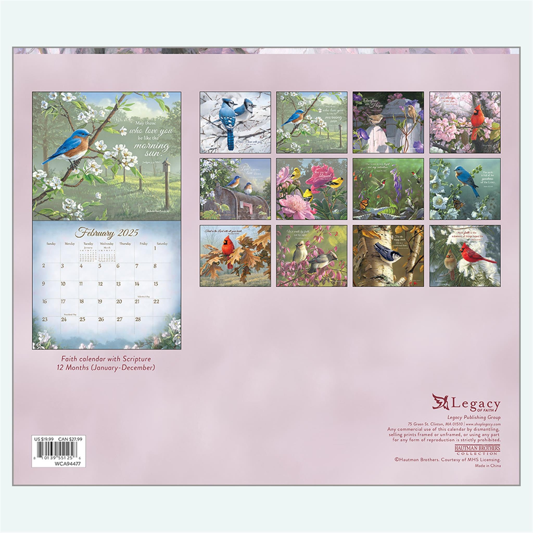 Songbirds Of Faith Wall 2025 Calendar - Online Exclusive