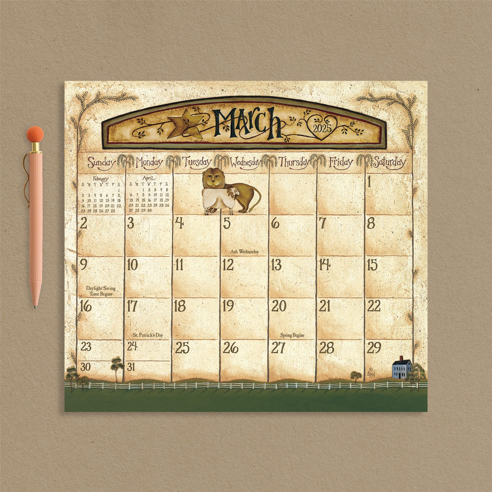 Folk Art By David Magnetic Mini 2025 Calendar - Online Exclusive