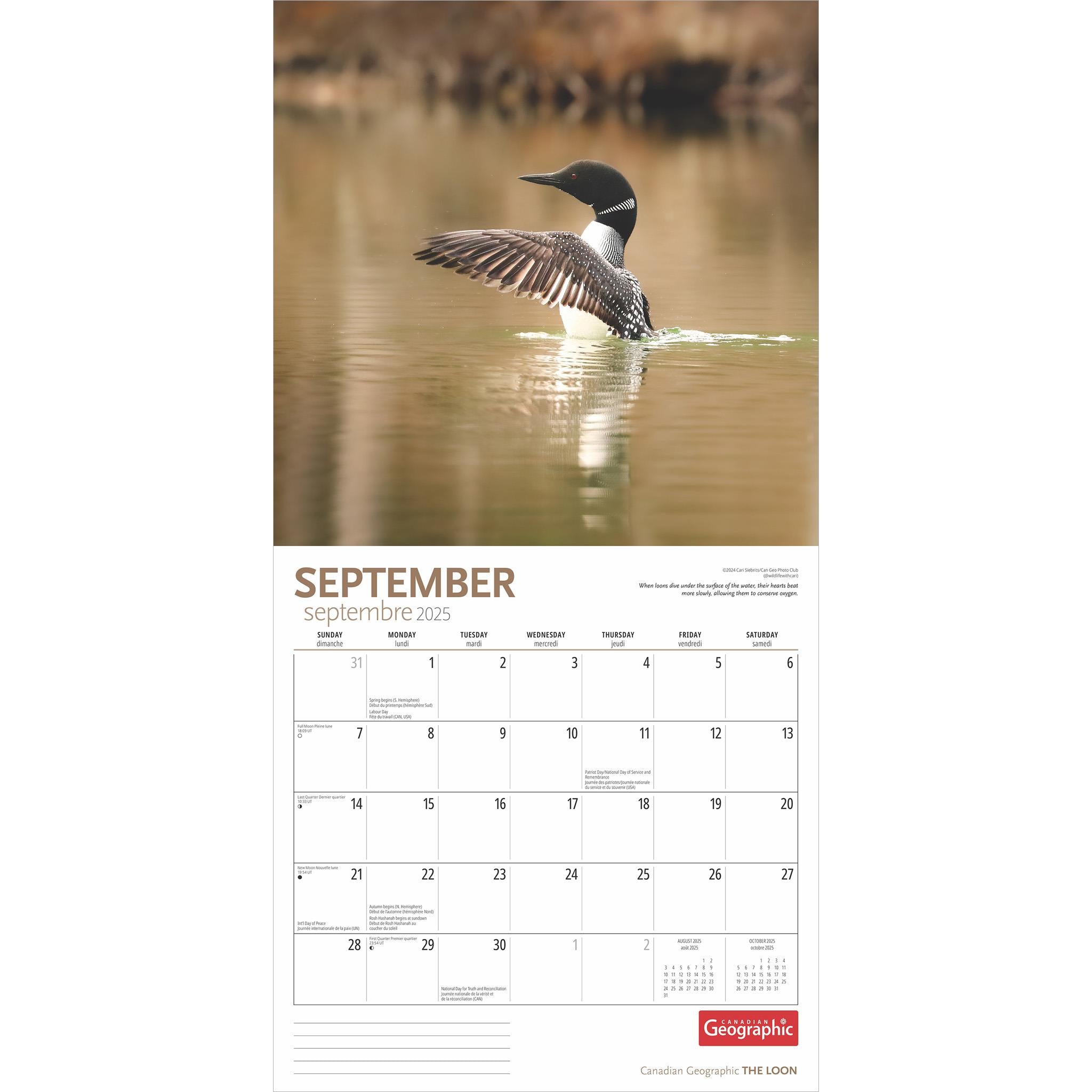 Loon Canadian Geographic Wall 2025 Calendar - Online Exclusive