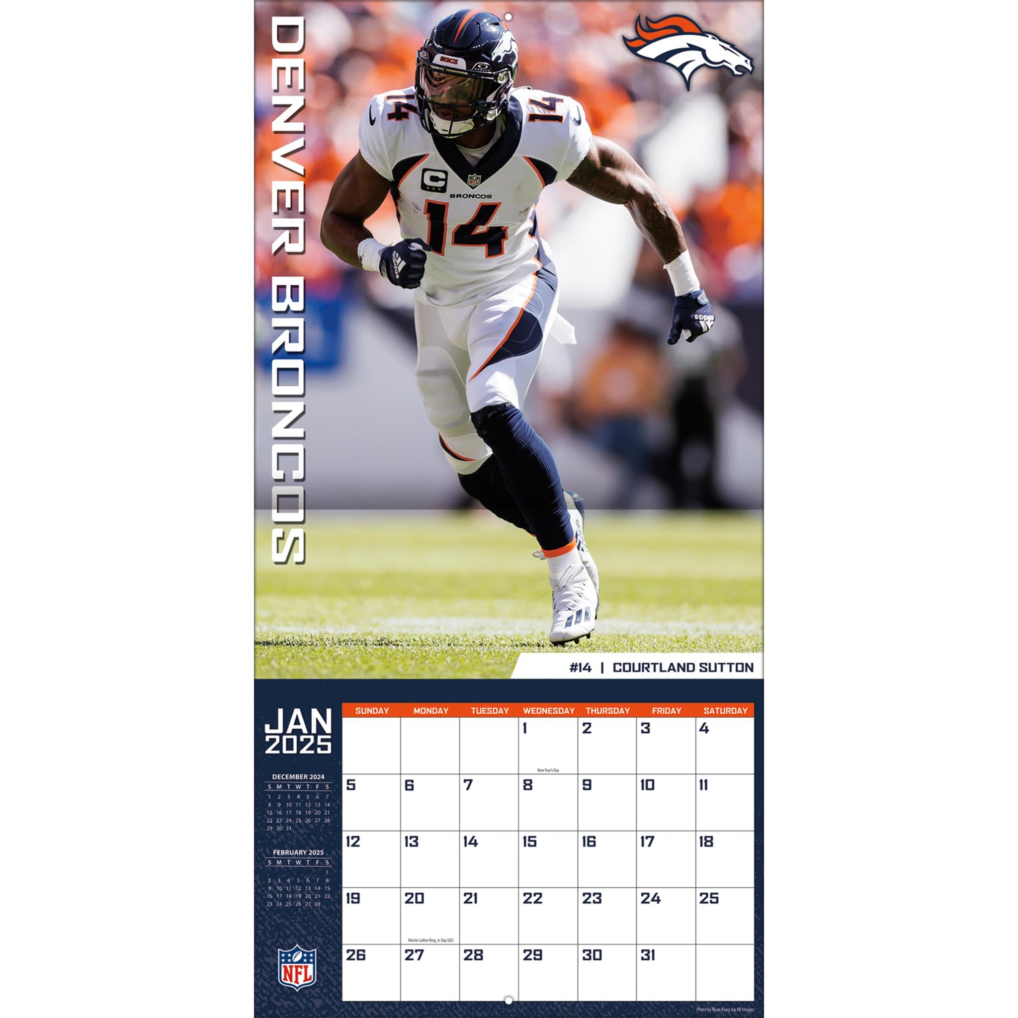 NFL Denver Broncos Wall 2025 Calendar - Online Exclusive