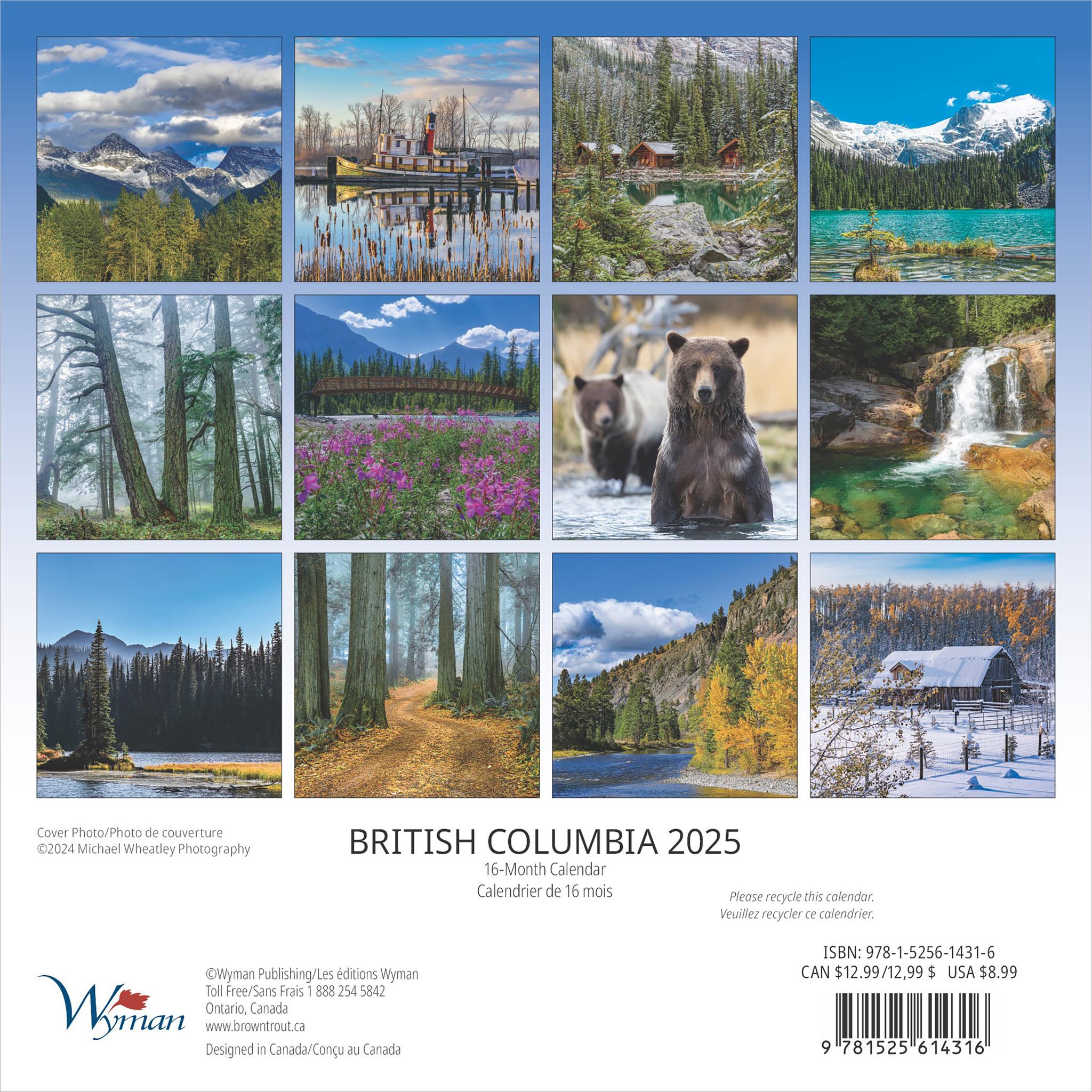 British Columbia Mini 2025 Calendar