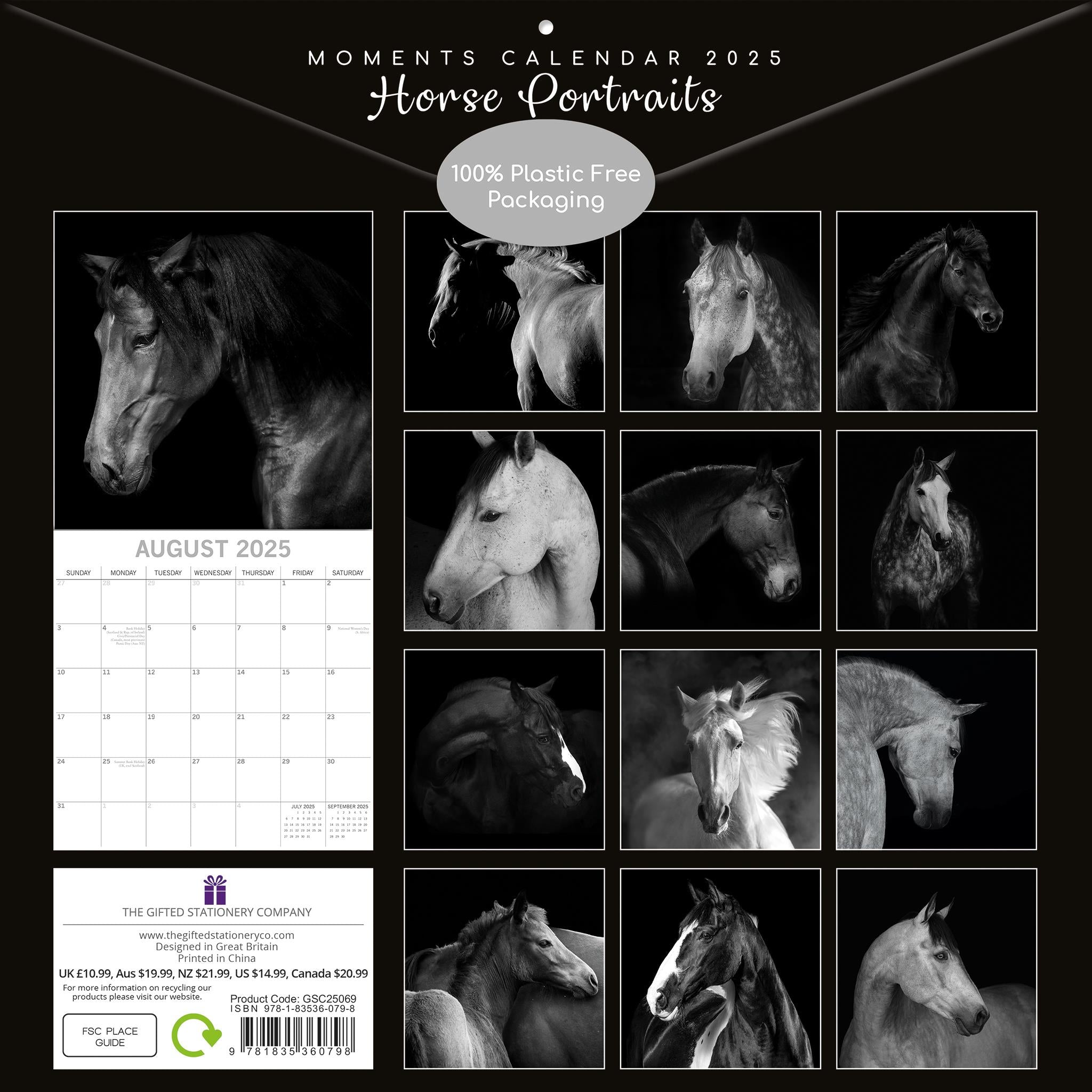 Horse Portraits Wall 2025 Calendar