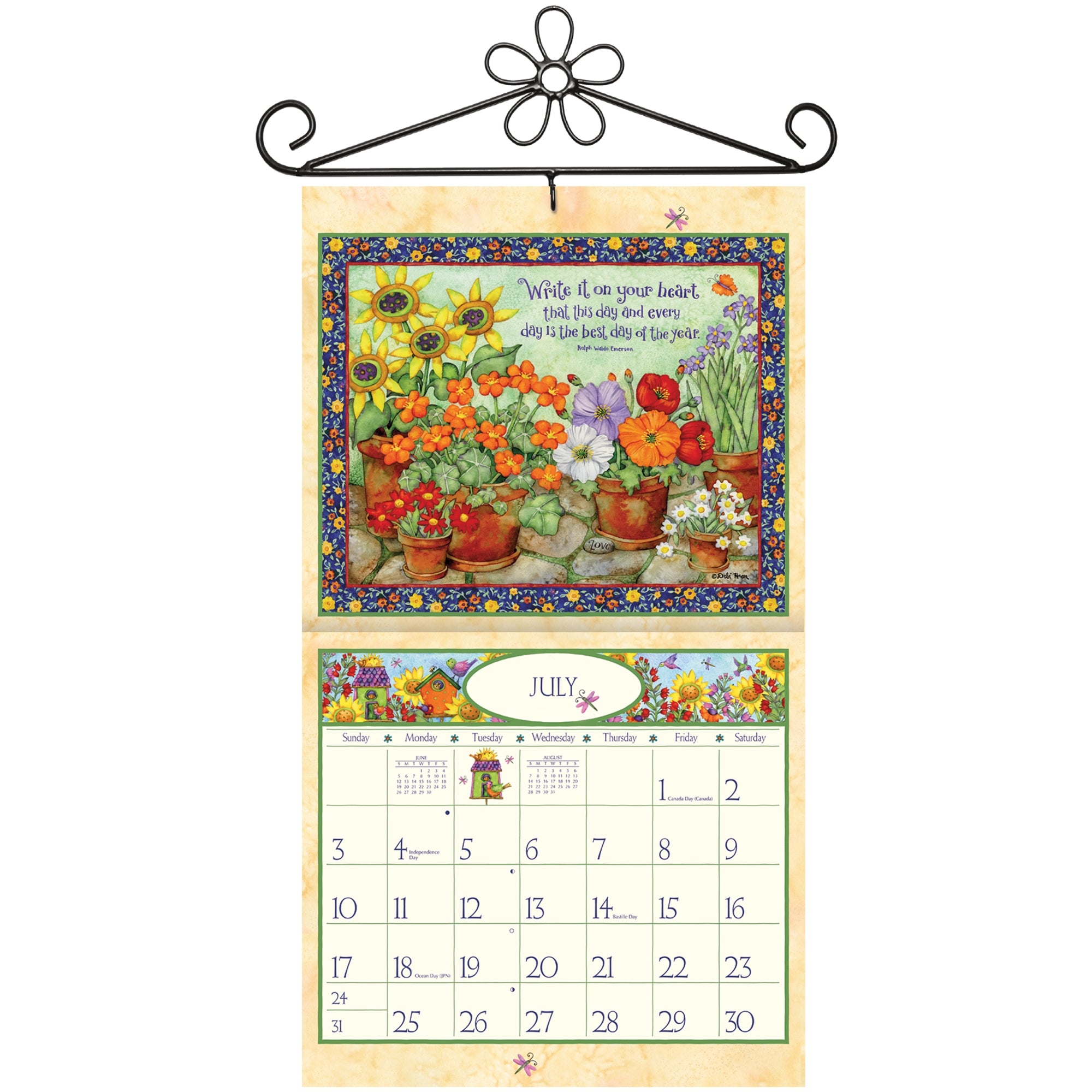 Flower Wrought Iron Calendar Hanger