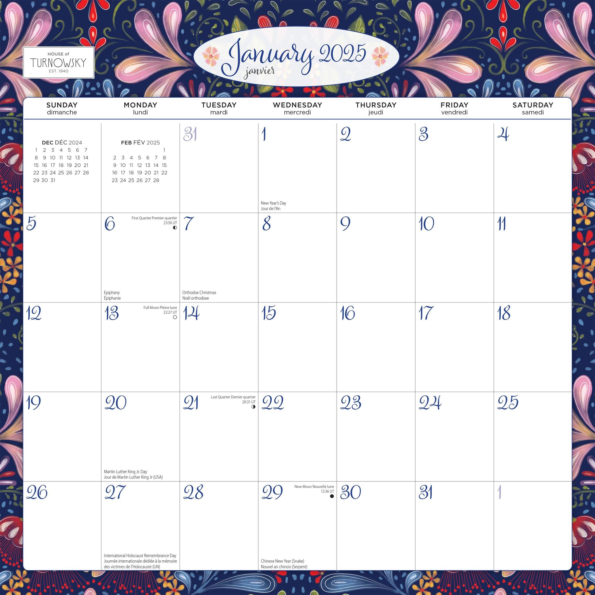 Turnowsky House Bilingual Wall 2025 Calendar