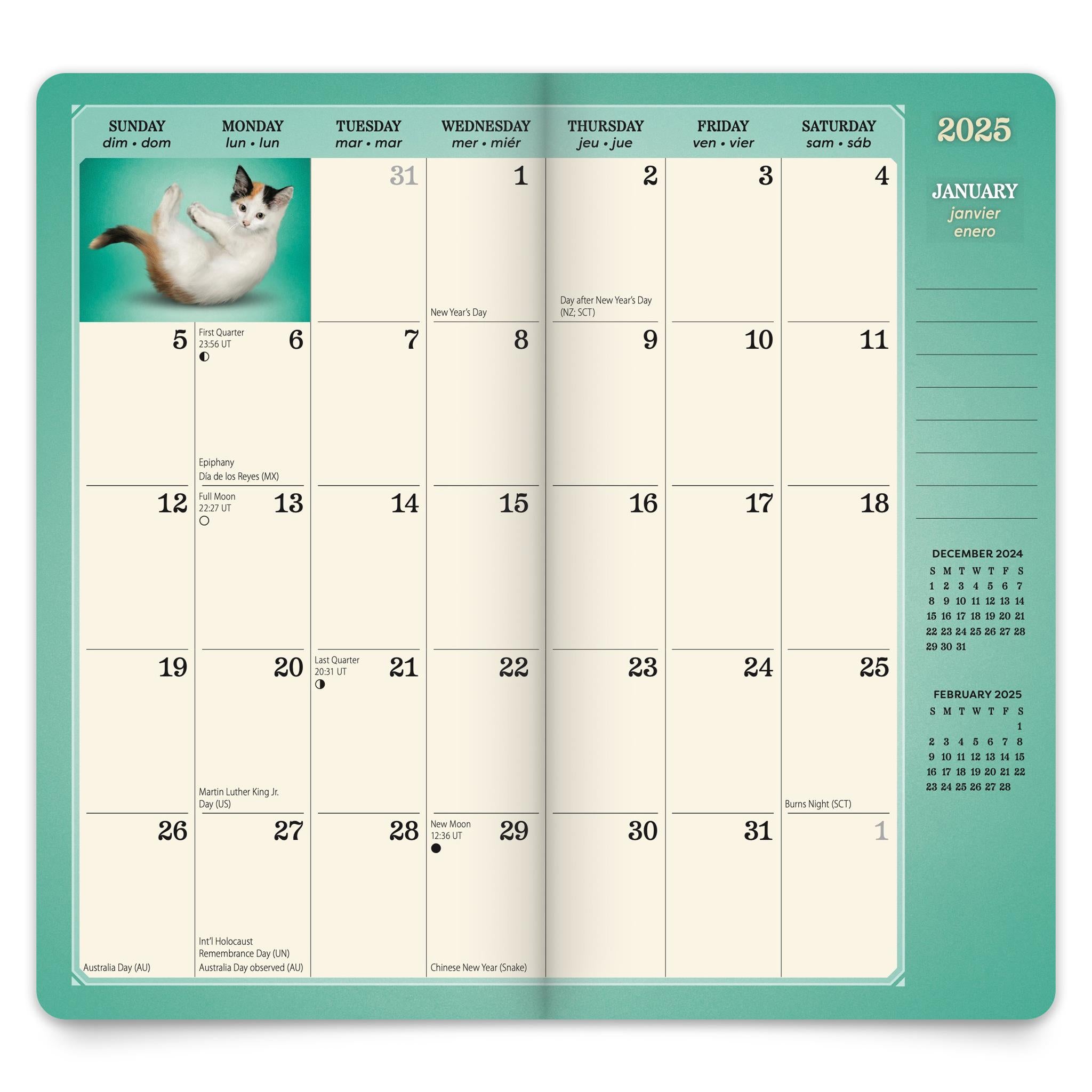 Yoga Kittens 2 Yr Pocket Planner 2025 Calendar