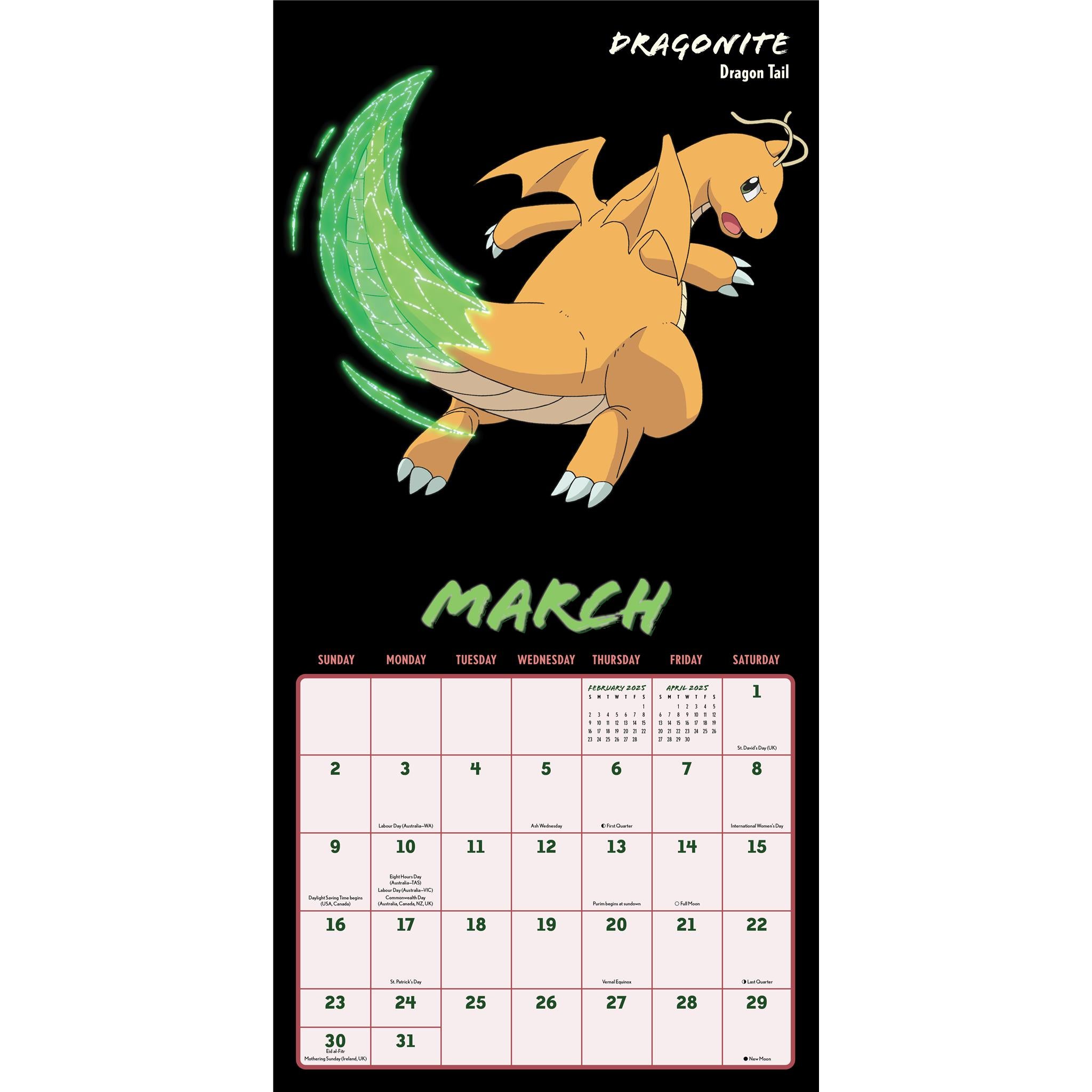 Pokemon Moves Wall 2025 Calendar - Online Exclusive