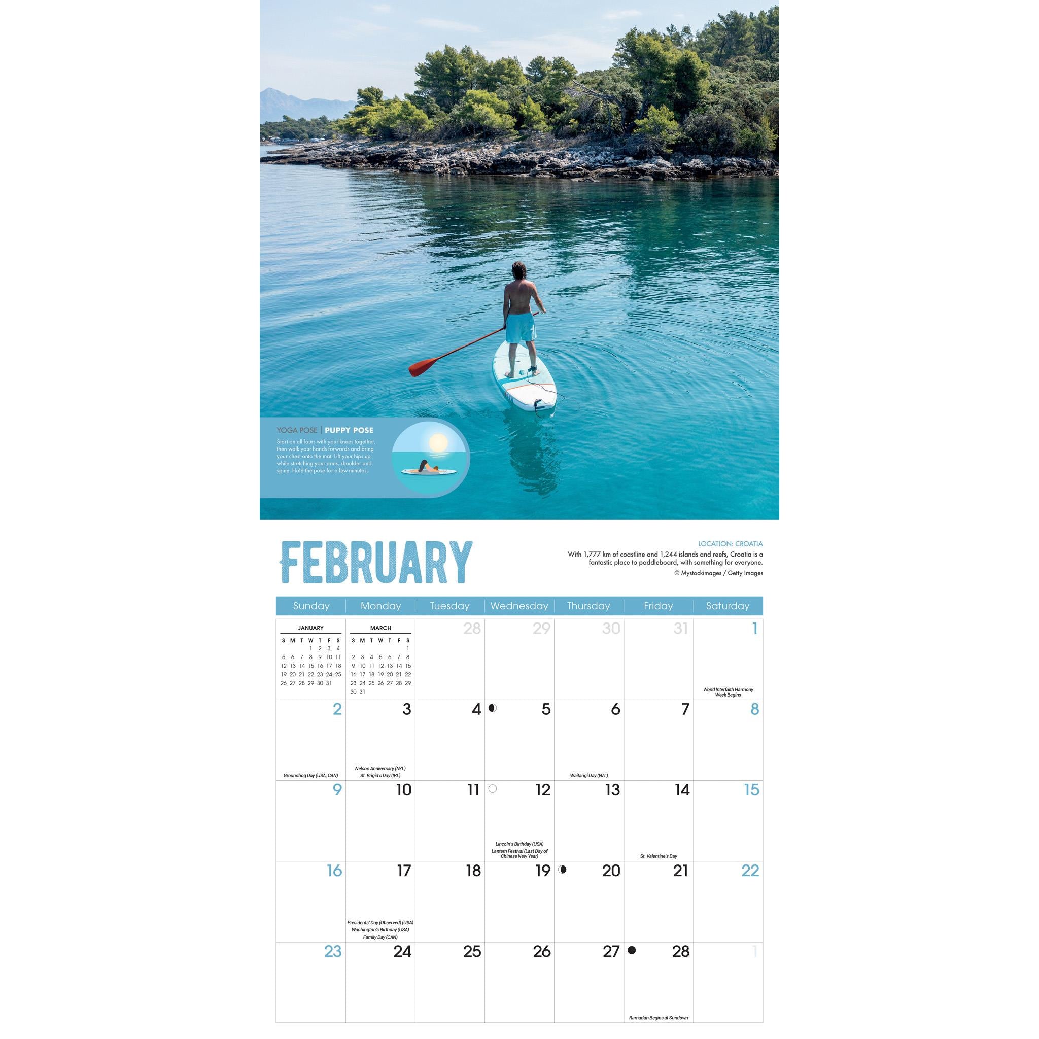 Paddleboarding Wall 2025 Calendar - Online Exclusive