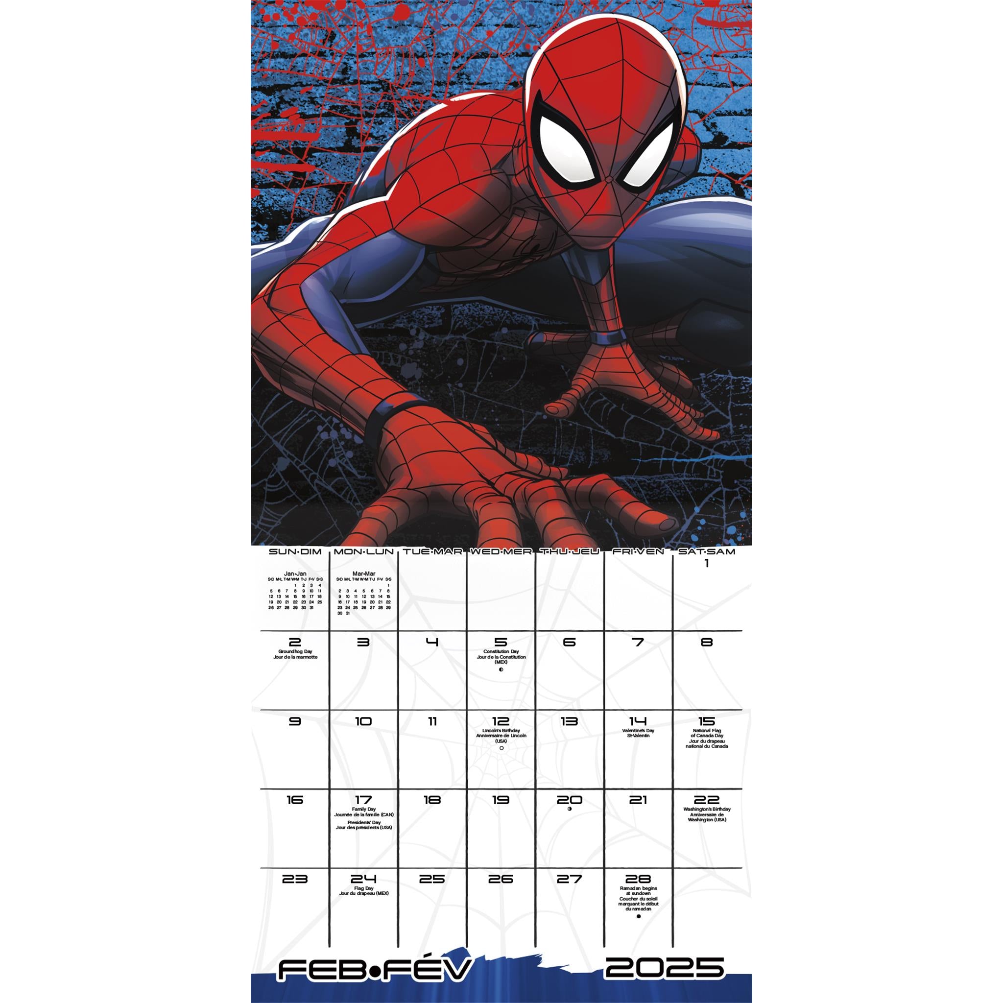 Spider Man Bilingual Wall 2025 Calendar