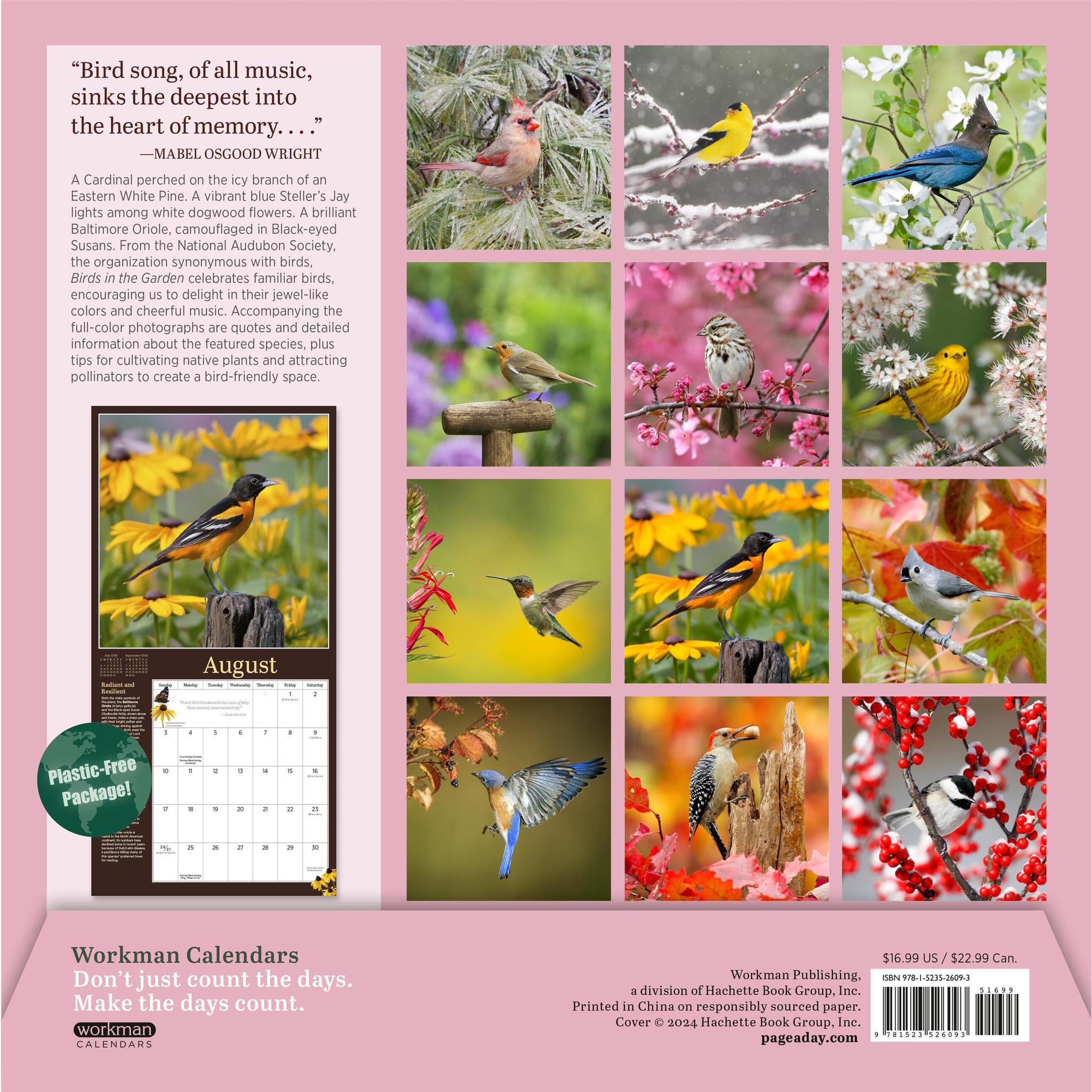 Audubon Birds In The Garden Wall 2025 Calendar