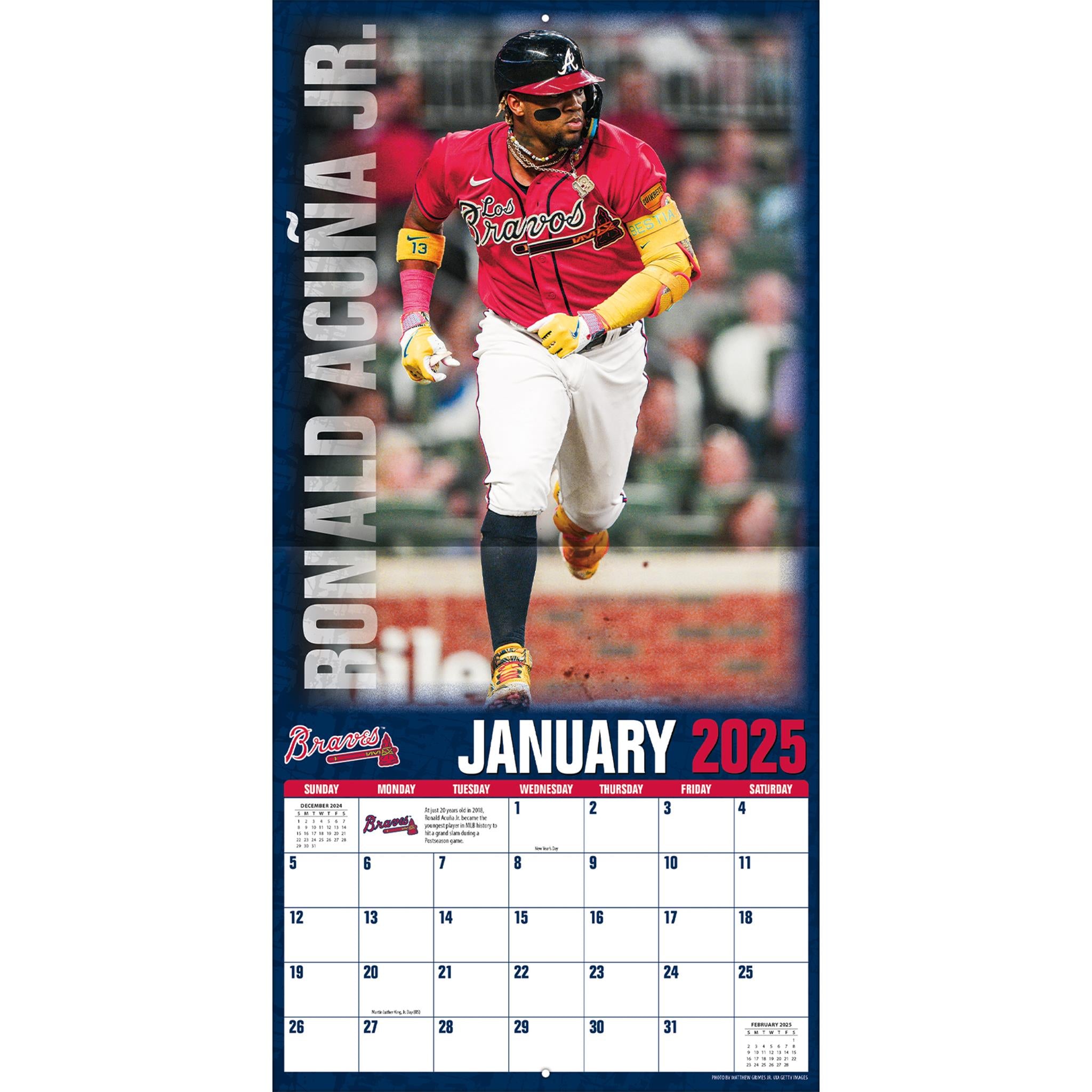 MLB Atlanta Braves Ronald Acuna Jr Wall 2025 Calendar - Online Exclusive