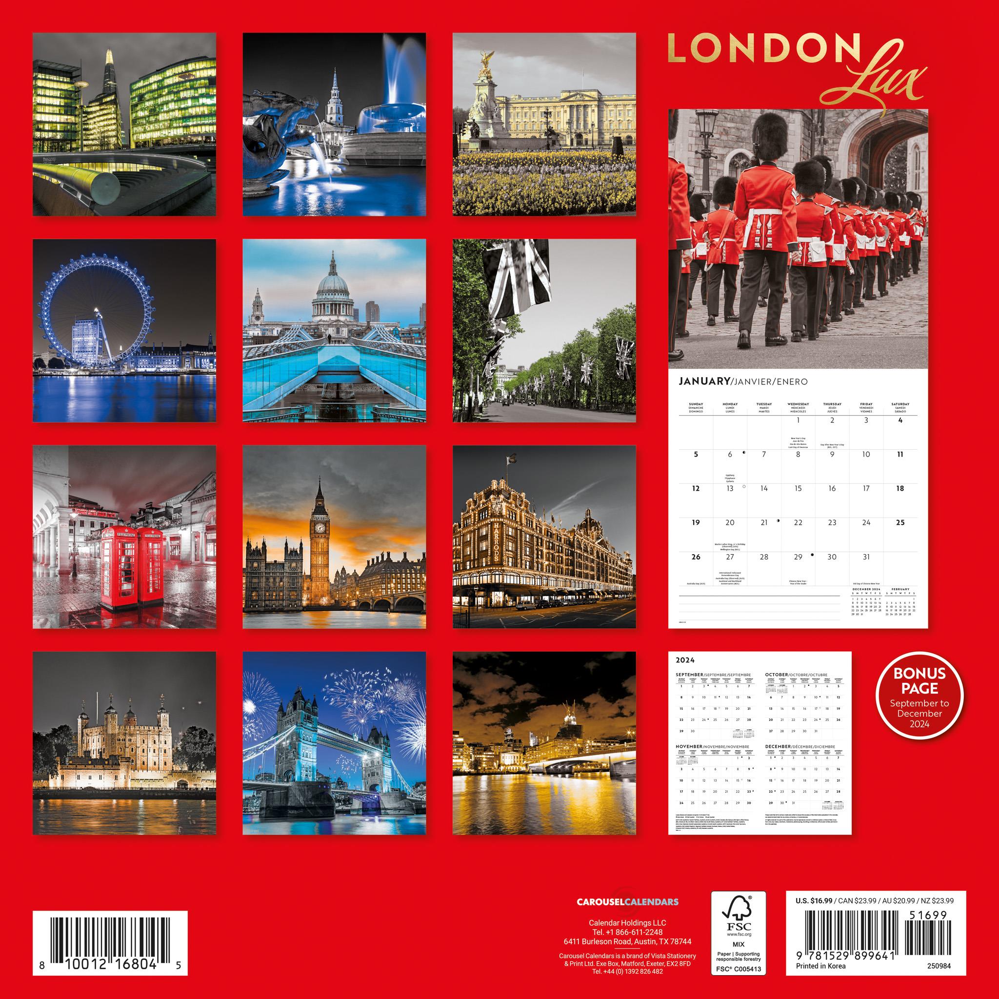 London Lux Wall 2025 Calendar