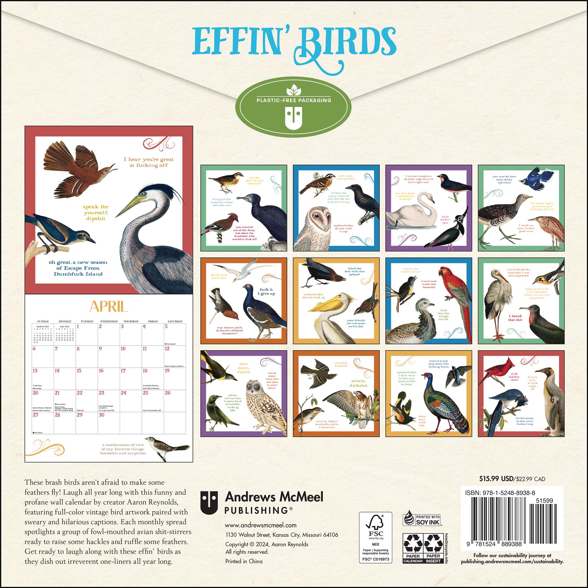 Effin Birds Wall 2025 Calendar