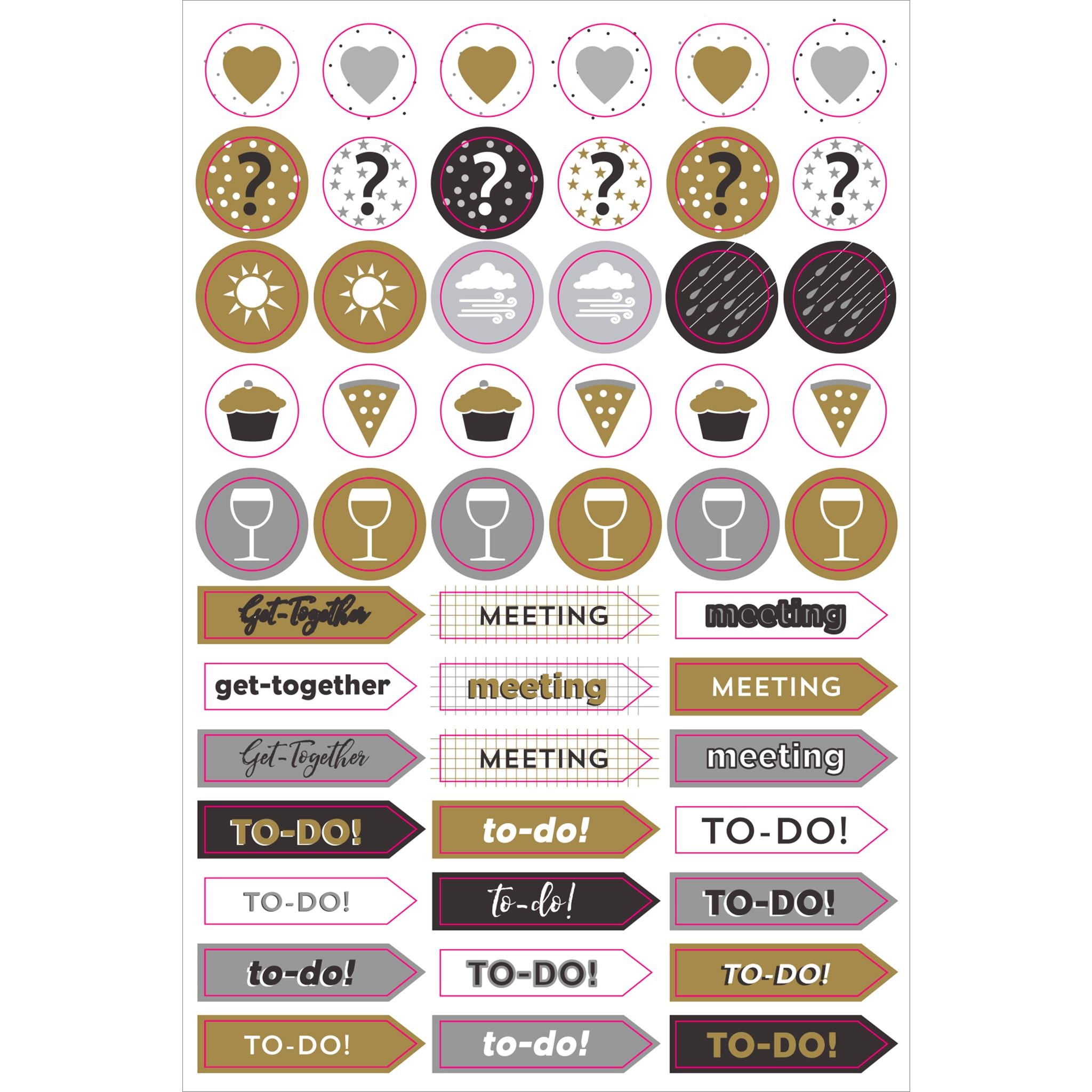 Black and Gold Essentials Planner Stickers