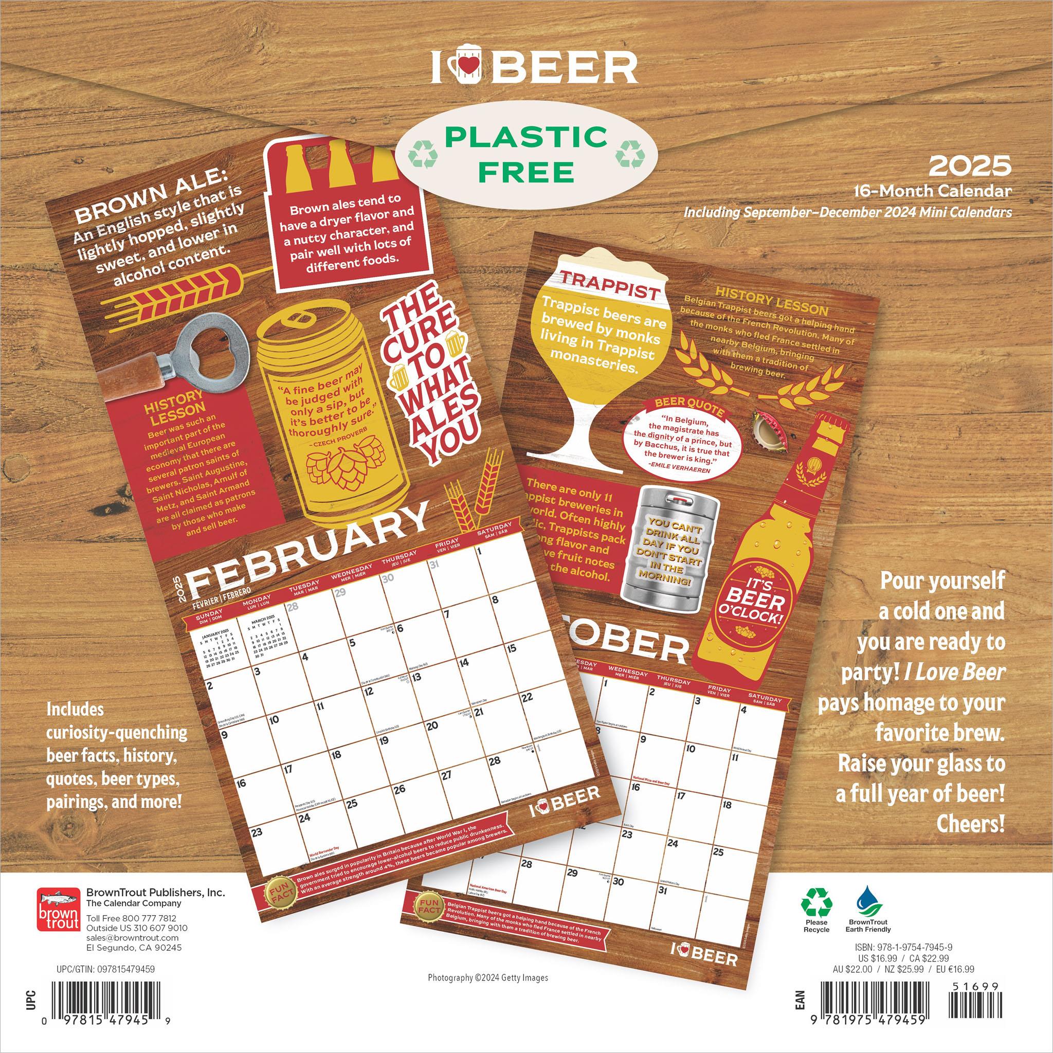 I Love Beer Wall 2025 Calendar - Online Exclusive