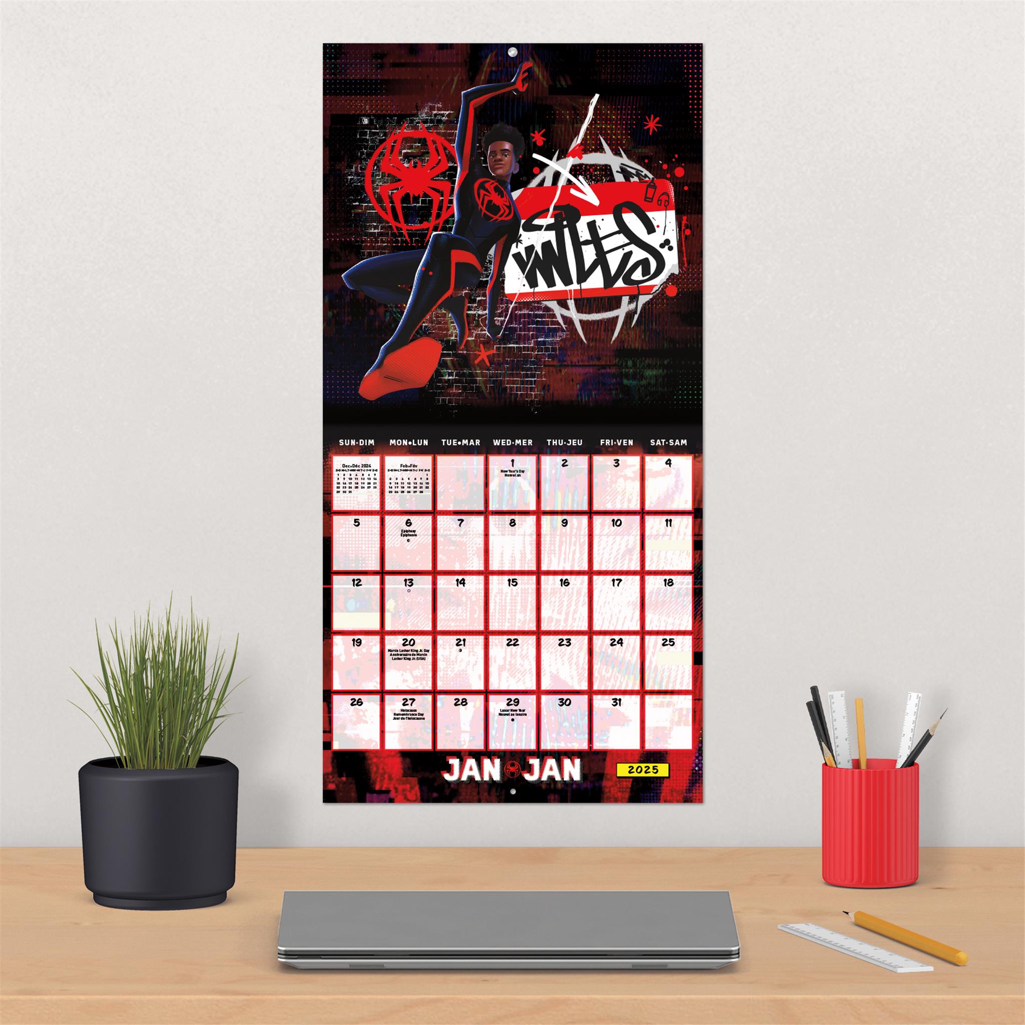 Spider Man Across The Spider Verse Bilingual Wall 2025 Calendar