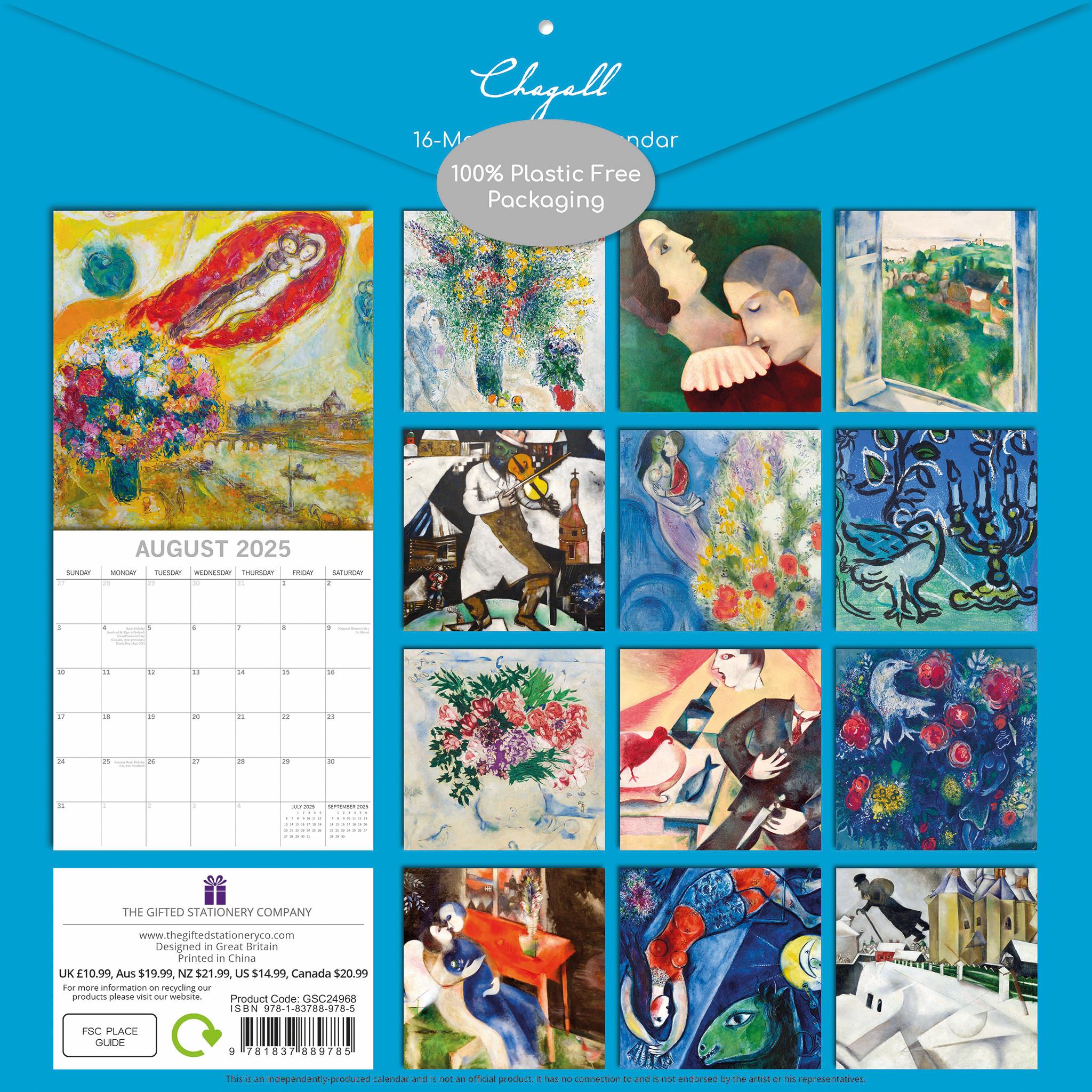 Chagall Wall 2025 Calendar