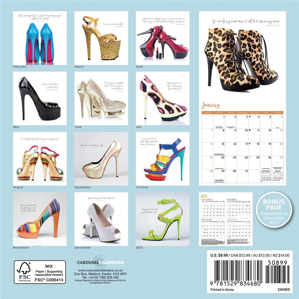 Shoe desk clearance calendar 2019